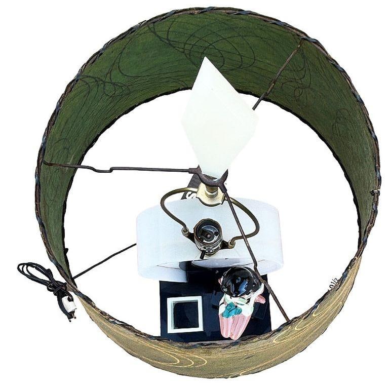 Mid-century Acrylic Hula Girl Midnight Palm Silhouette Table Lamp by Moss - 14