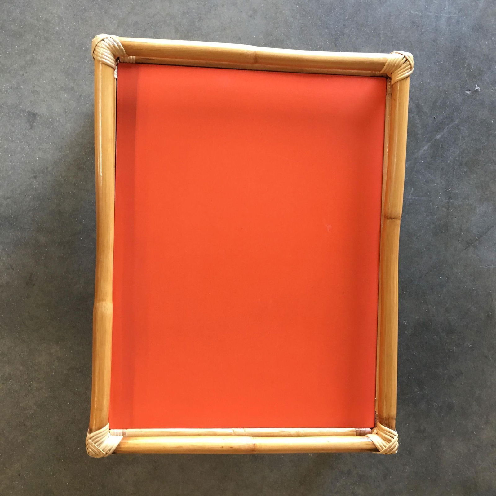 Restored Arched Rattan Ottoman Stool with Fenced Top - 19