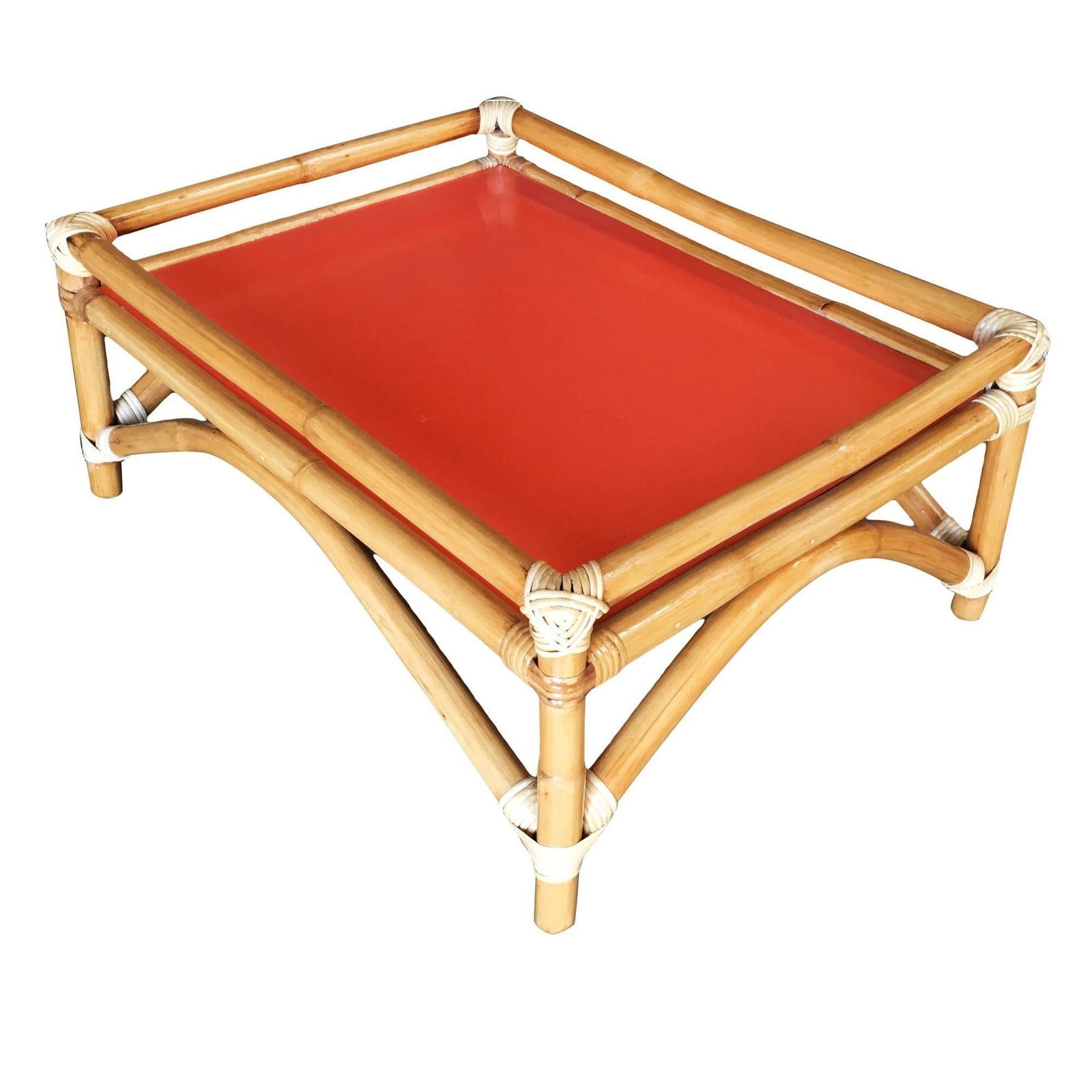 Restored Arched Rattan Ottoman Stool with Fenced Top - 6