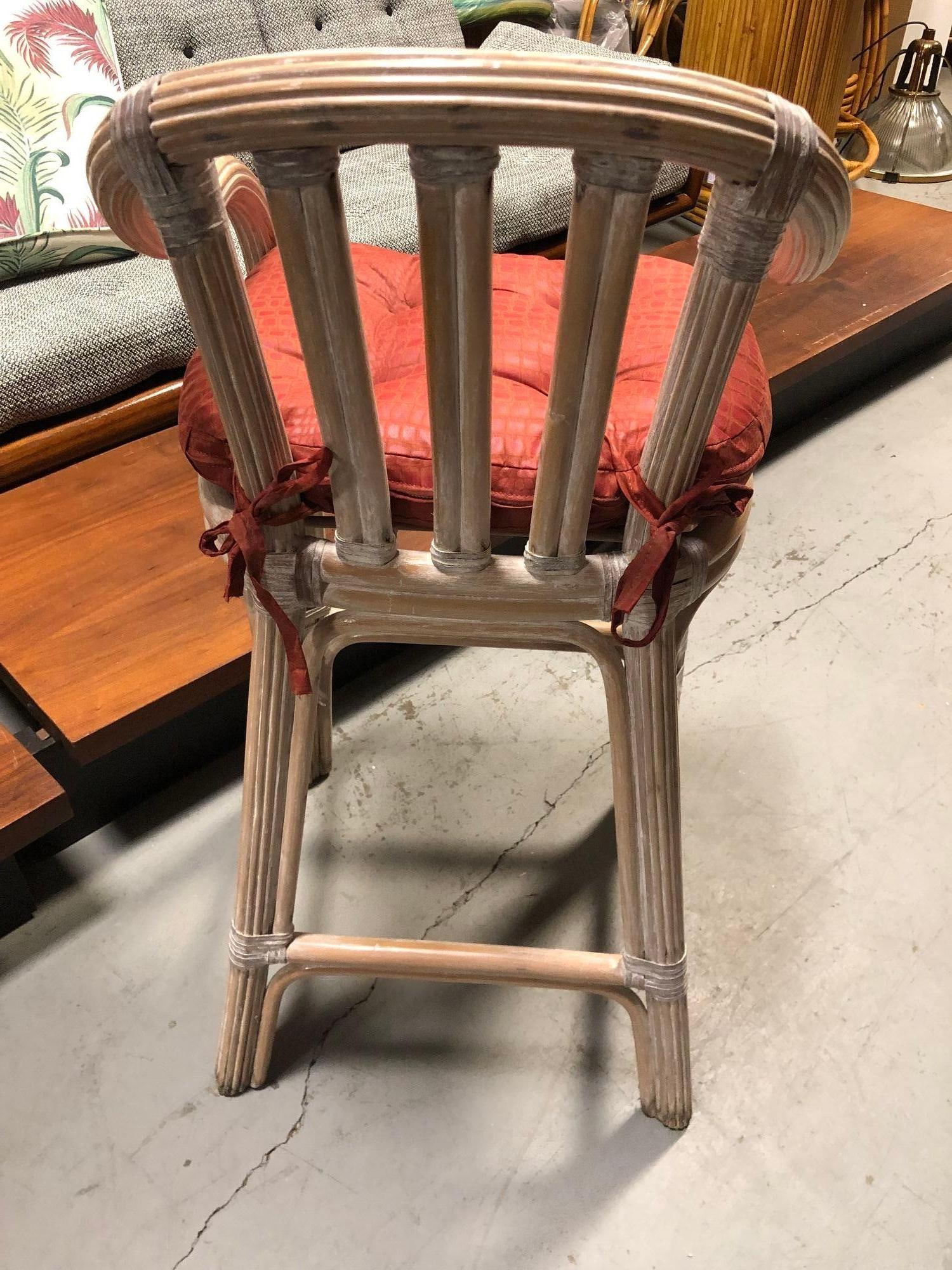 Restored Rattan Whitewash Counter Chairs - 4