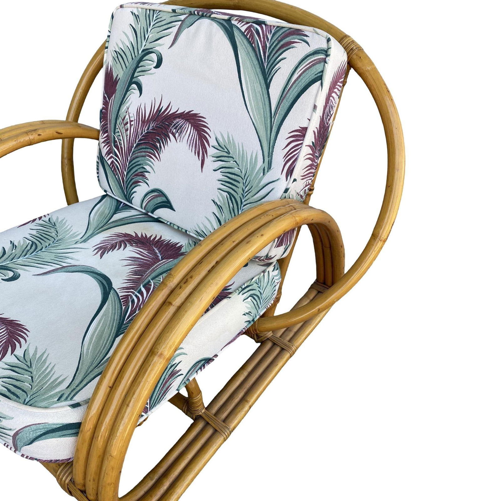 Restored Original Paul Frankl 3-Strand Half Moon Lounge Chair Cobra Back Ottoman - 5