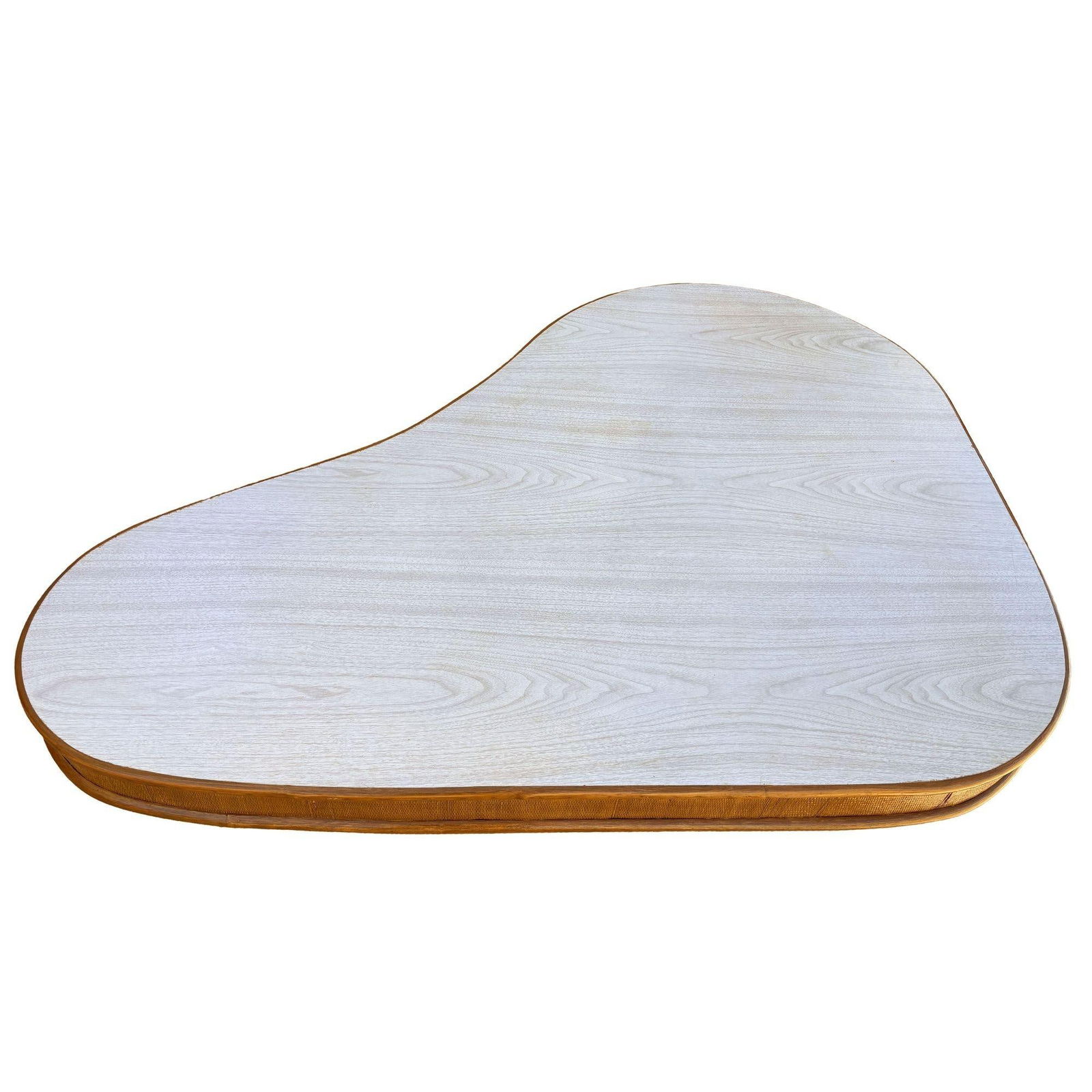 Large 5' Foot Mid-Cetury Biomorphic Rattan Coffee Table w/ Grassmat Sides - 5