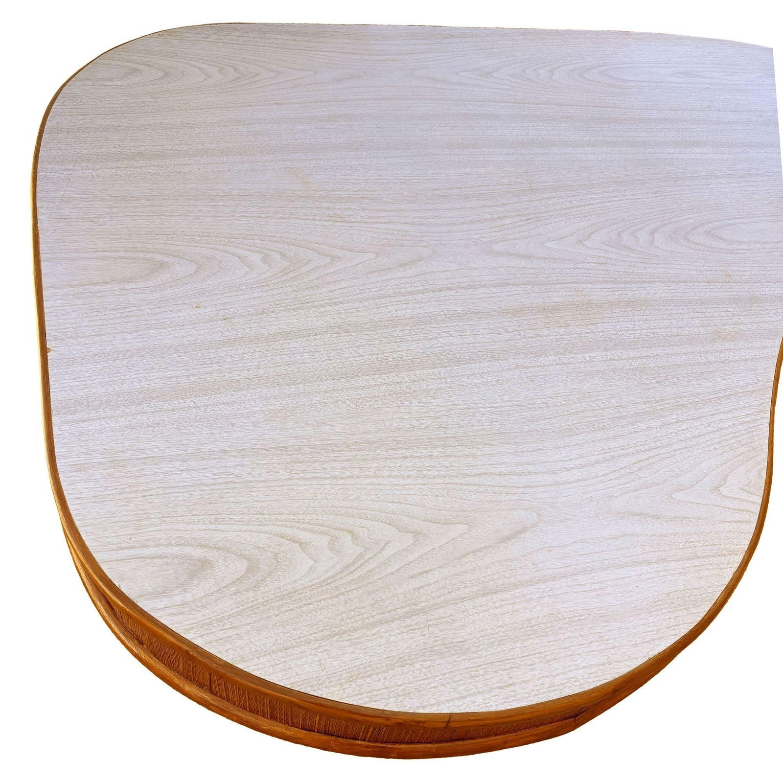 Large 5' Foot Mid-Cetury Biomorphic Rattan Coffee Table w/ Grassmat Sides - 6