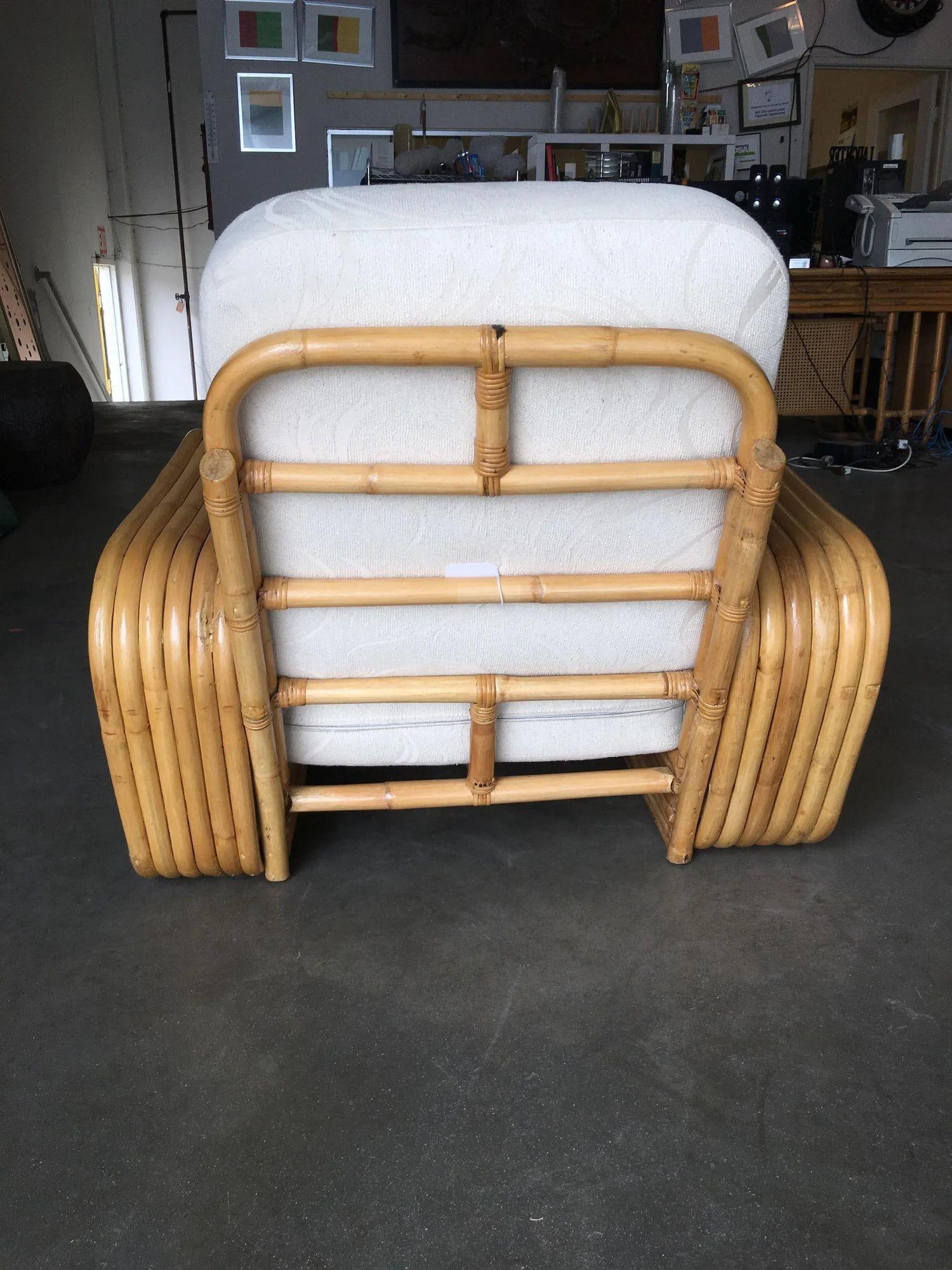 Restored Six-Strand Square Pretzel Rattan Sofa and Lounge Chair Set - 5
