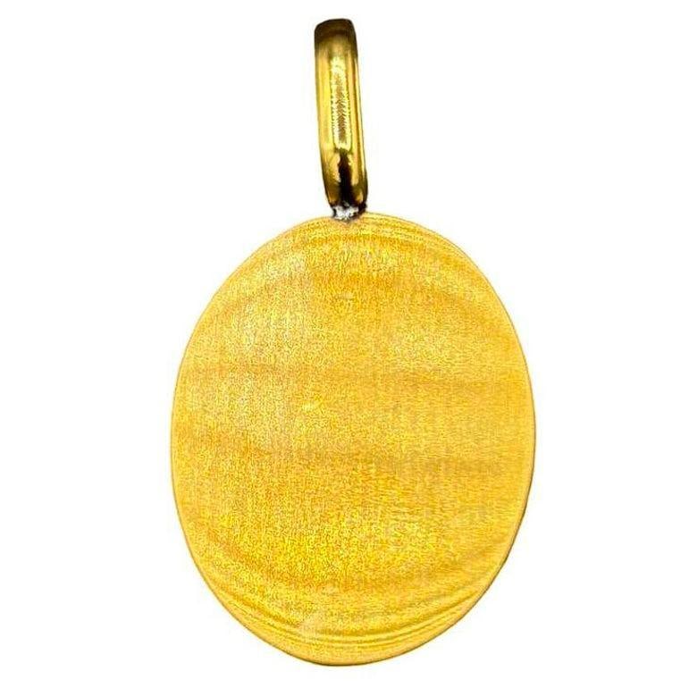 Large 14k Gold Stepped Natural Aventurine Oval Pendent - 14