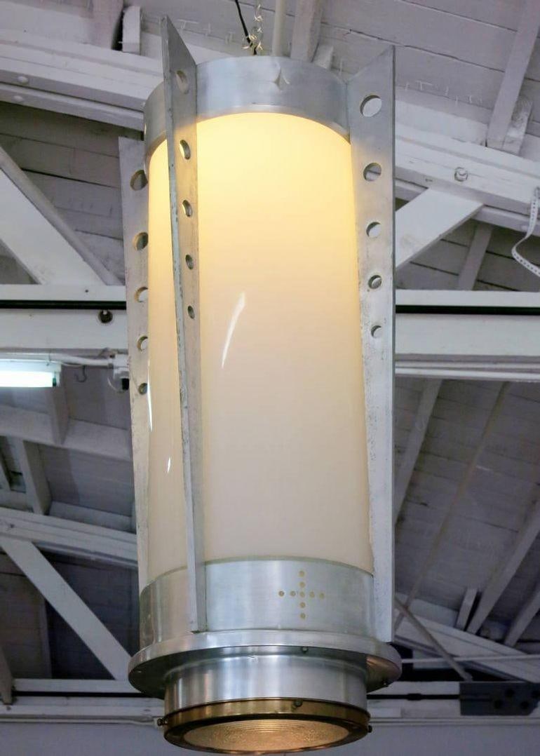 Mid-Century Aluminum Cylinder Pendant circa 1960, Pair - 2