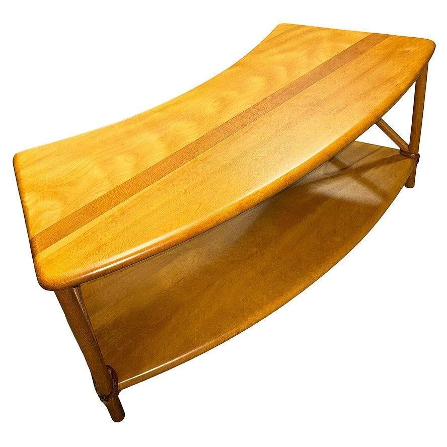 Rare Mid-century 2 Tier Carved Birch Coffee Table by Heywood Wakefield - 4