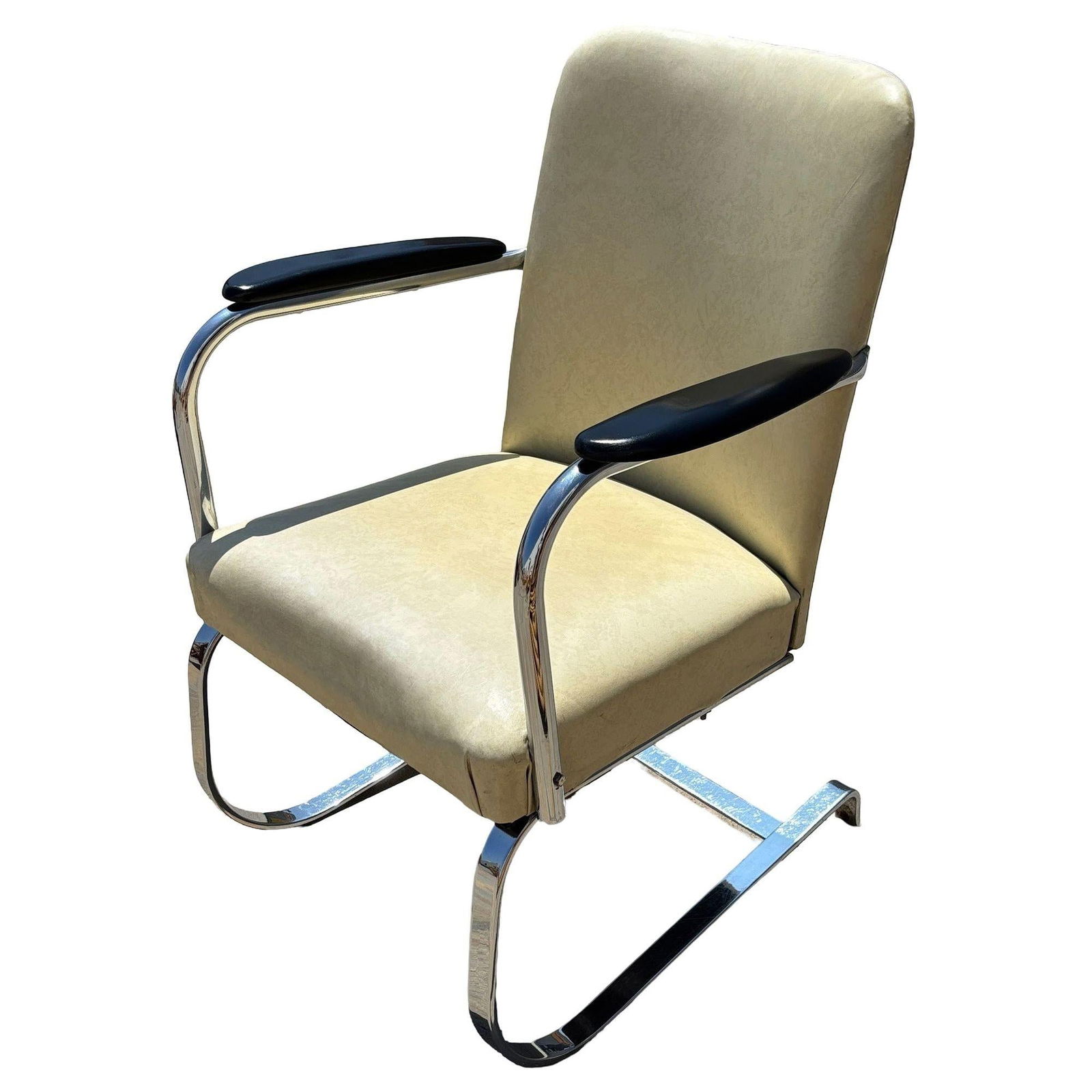 Art Deco Chrome & Vinyl Springer Rocking Chair by Kem Weber for Lloyd - 2