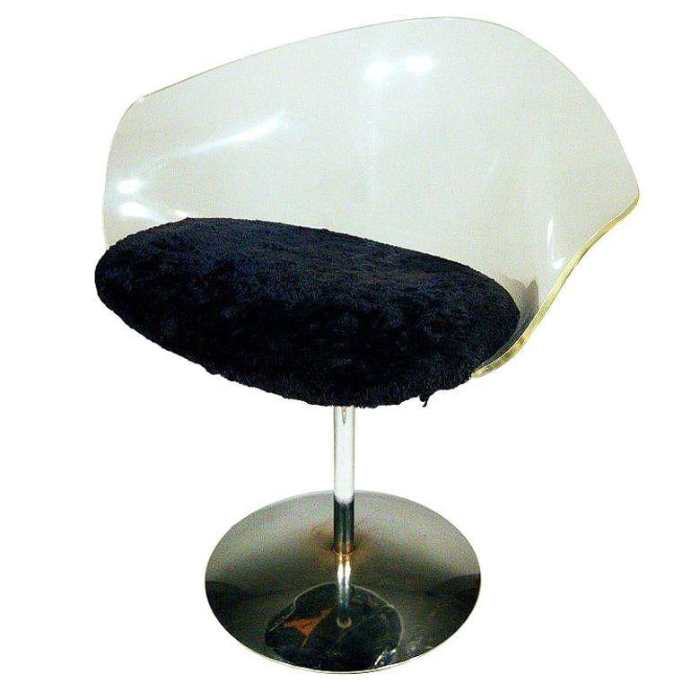 1970 Estelle Laverne Inspired Lucite & Chrome Swivel Tulip Chairs, Pair - 5