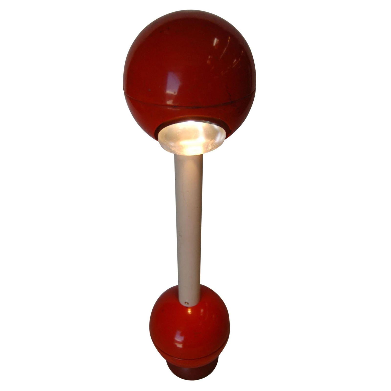 Modernist Red Metal Double Ball Barbell Accent Table Lamp - 16