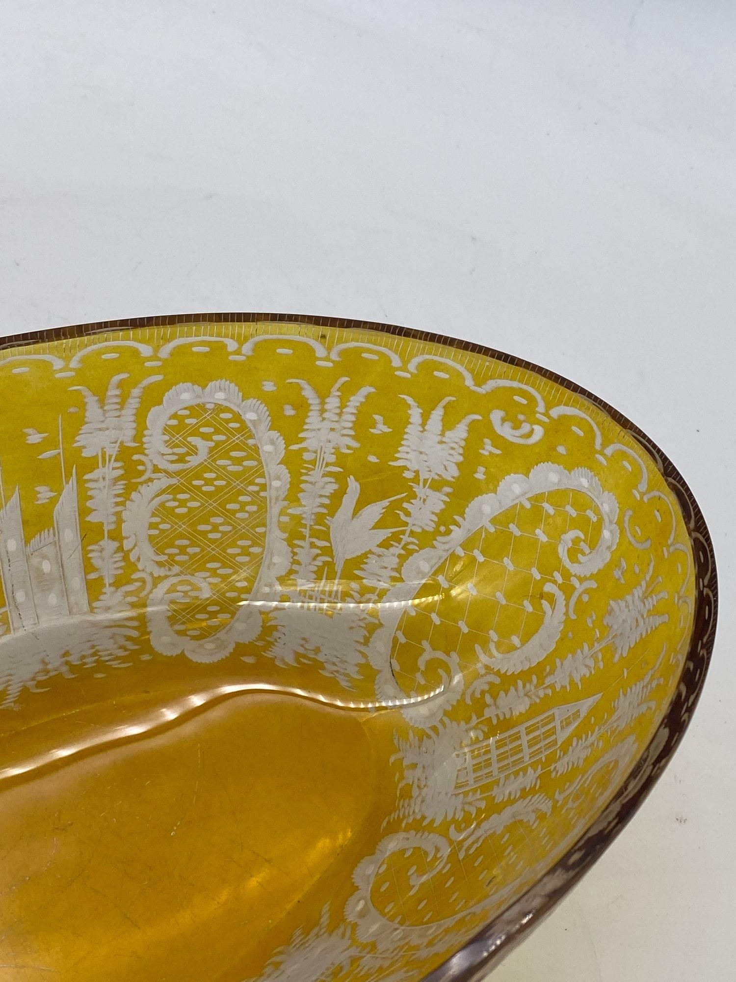 Bohemian Amber-Flashed Glass Bowl Flared Form, Circa 1900 - 20