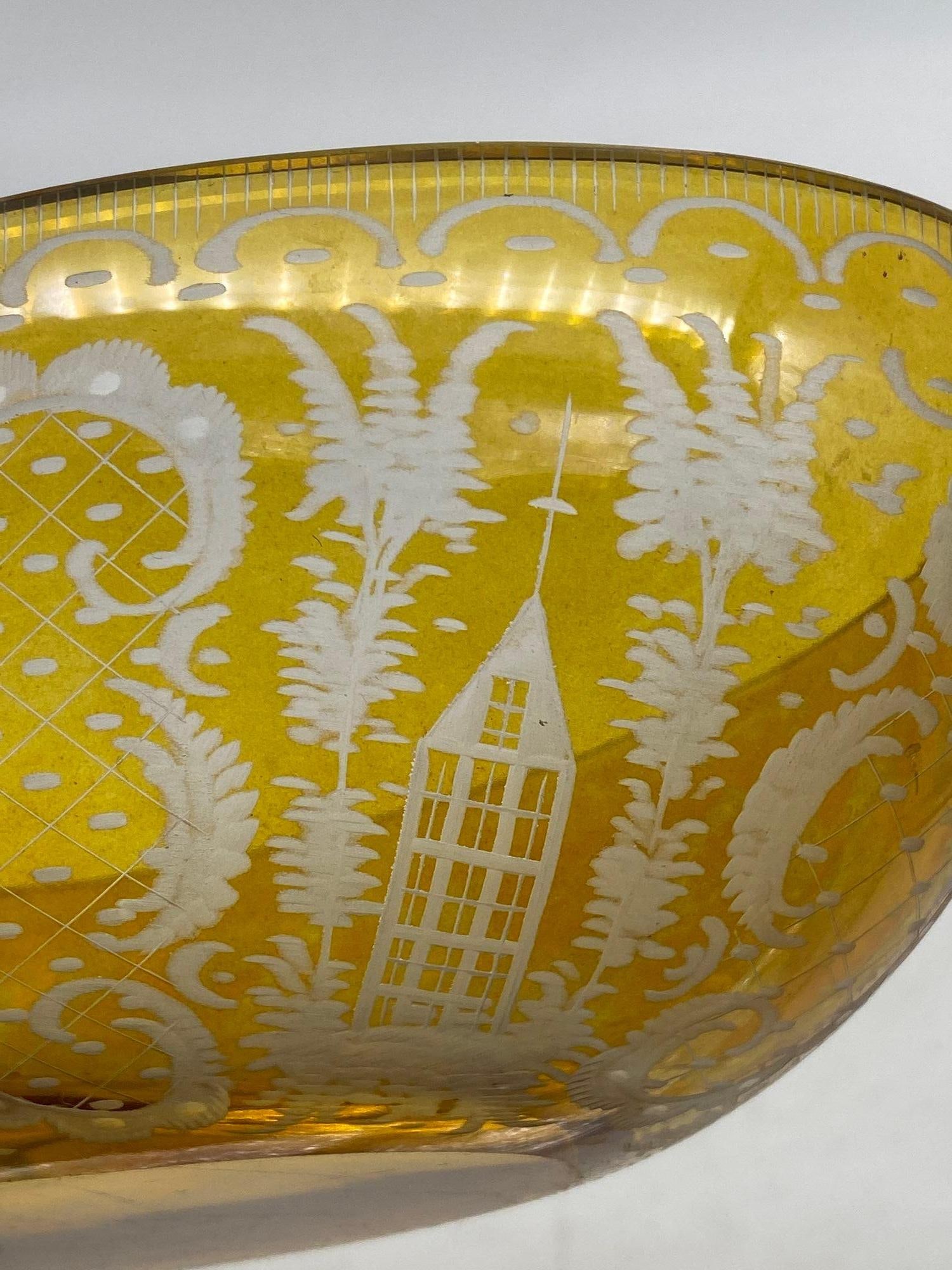 Bohemian Amber-Flashed Glass Bowl Flared Form, Circa 1900 - 3