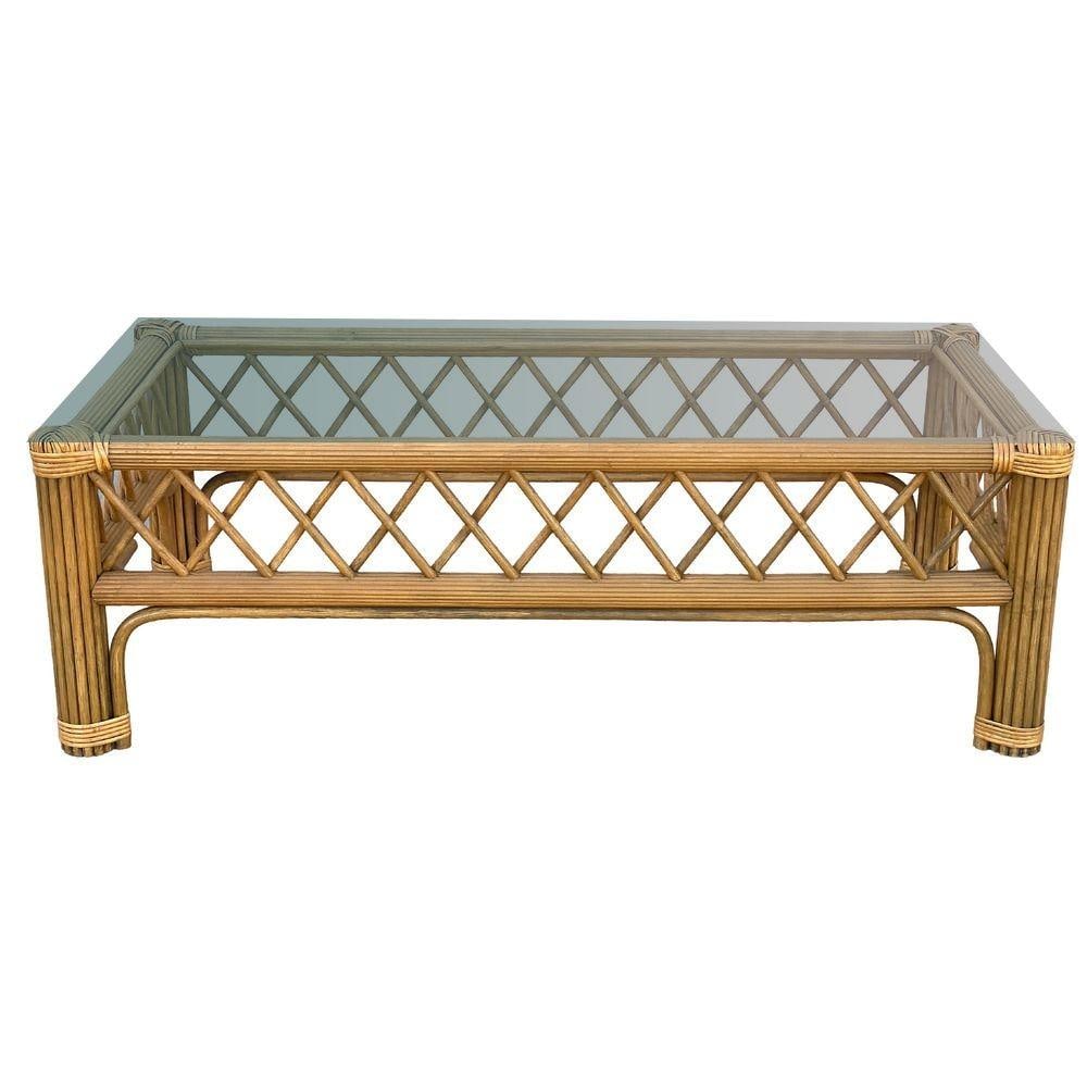 Art Deco "President" Stick Reed Rattan Fan Back Living Room Furniture Set - 2