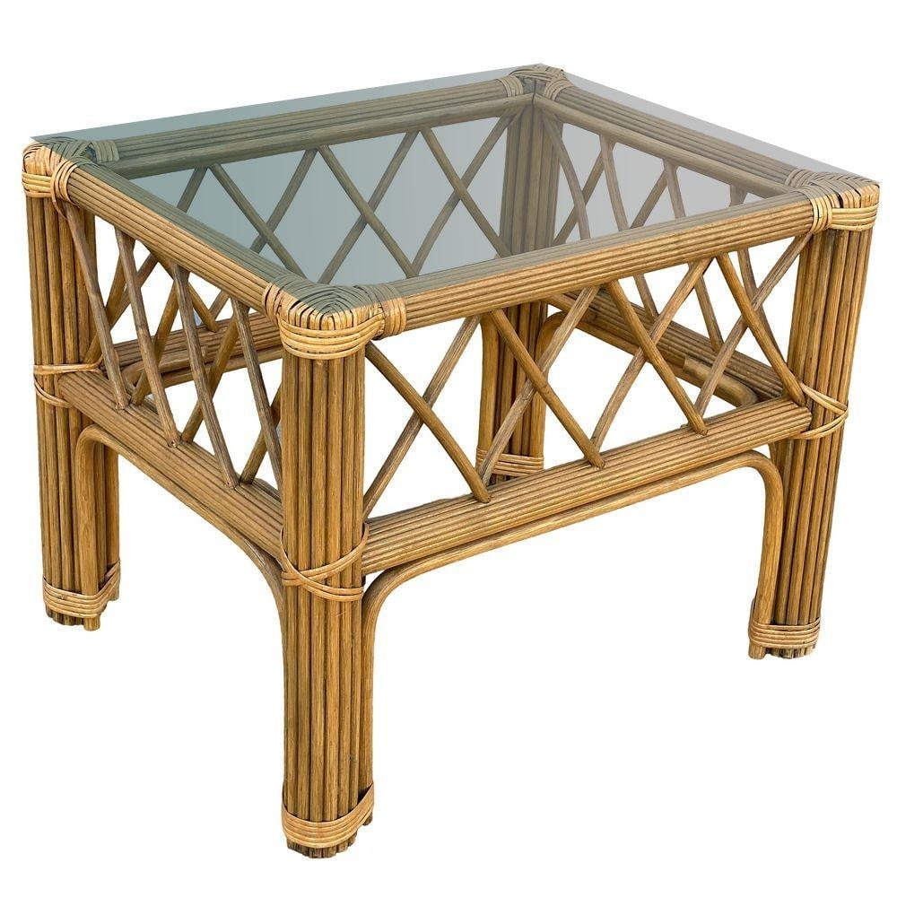 Art Deco "President" Stick Reed Rattan Fan Back Living Room Furniture Set - 4