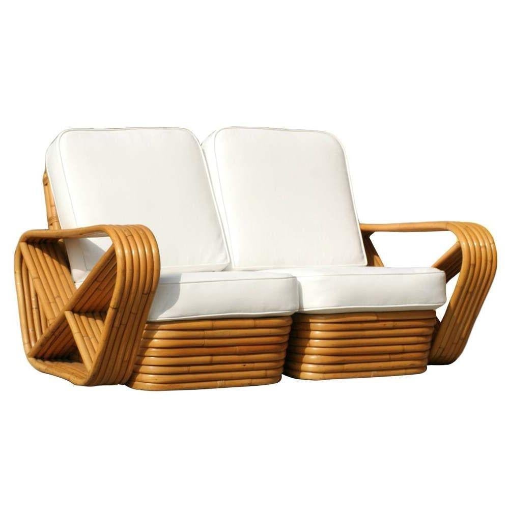 Restored Paul Frankl Six-Strand Square Pretzel Stacked Rattan Loveseat - 3