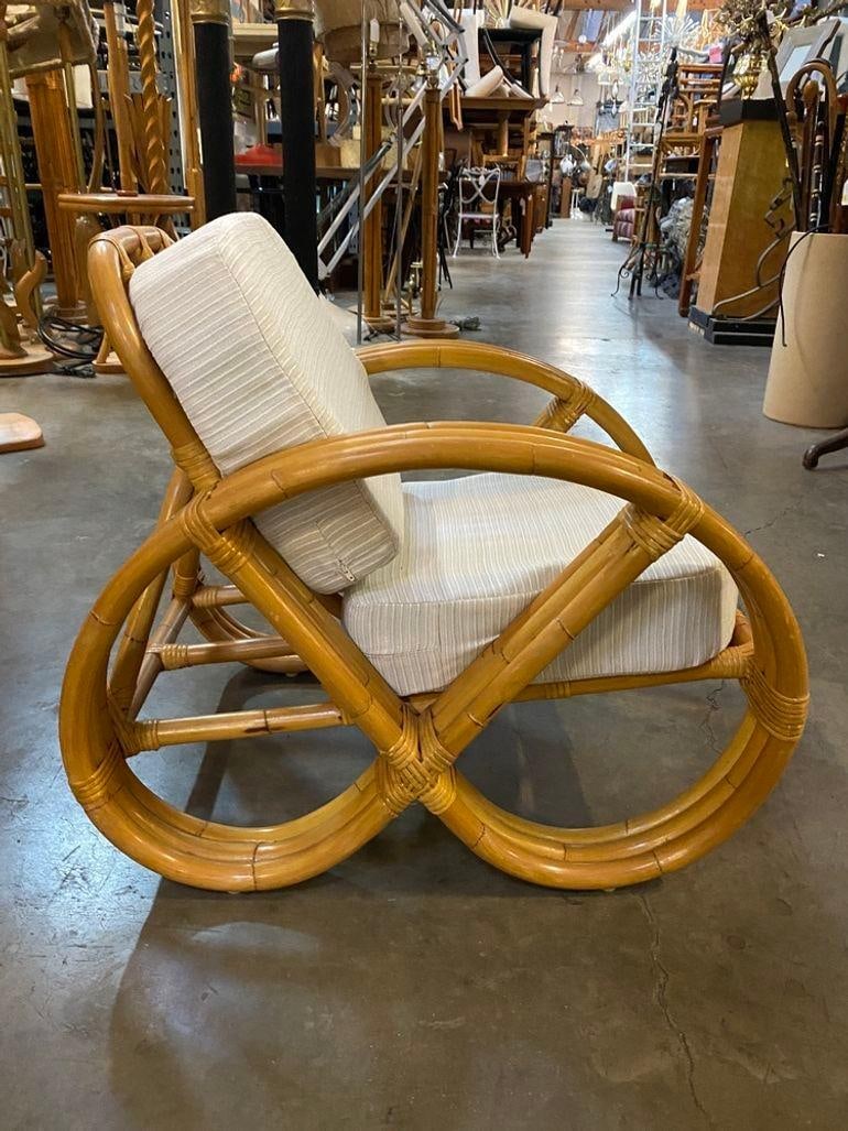 Restored Child Size 3-Strand Round Full Pretzel Rattan Sofa & Lounge Chair - 14