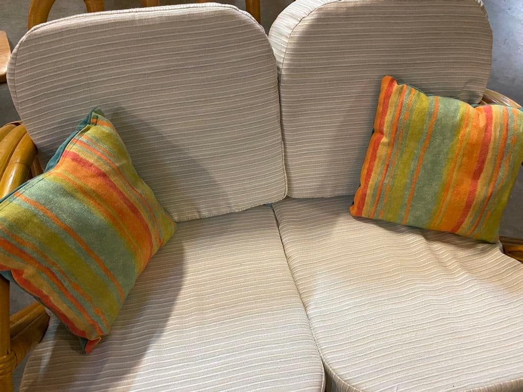 Restored Child Size 3-Strand Round Full Pretzel Rattan Sofa & Lounge Chair - 20