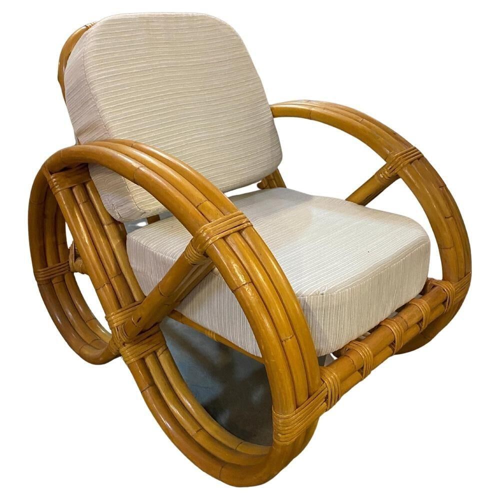 Restored Child Size 3-Strand Round Full Pretzel Rattan Sofa & Lounge Chair - 8