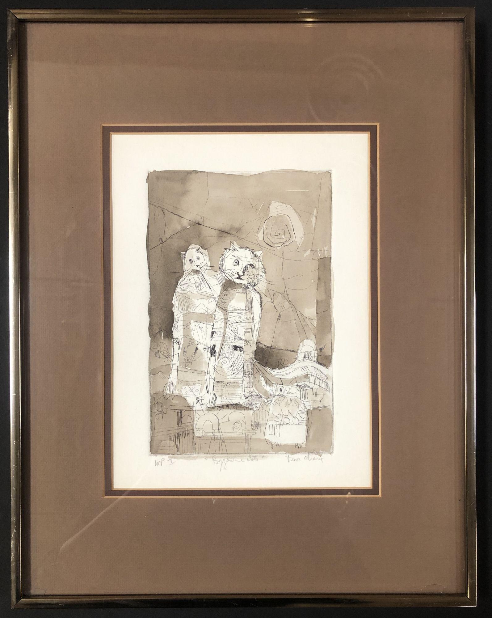 Byzantine Cats Abstract Pen and Ink on Paper Signed by Don D. - 5