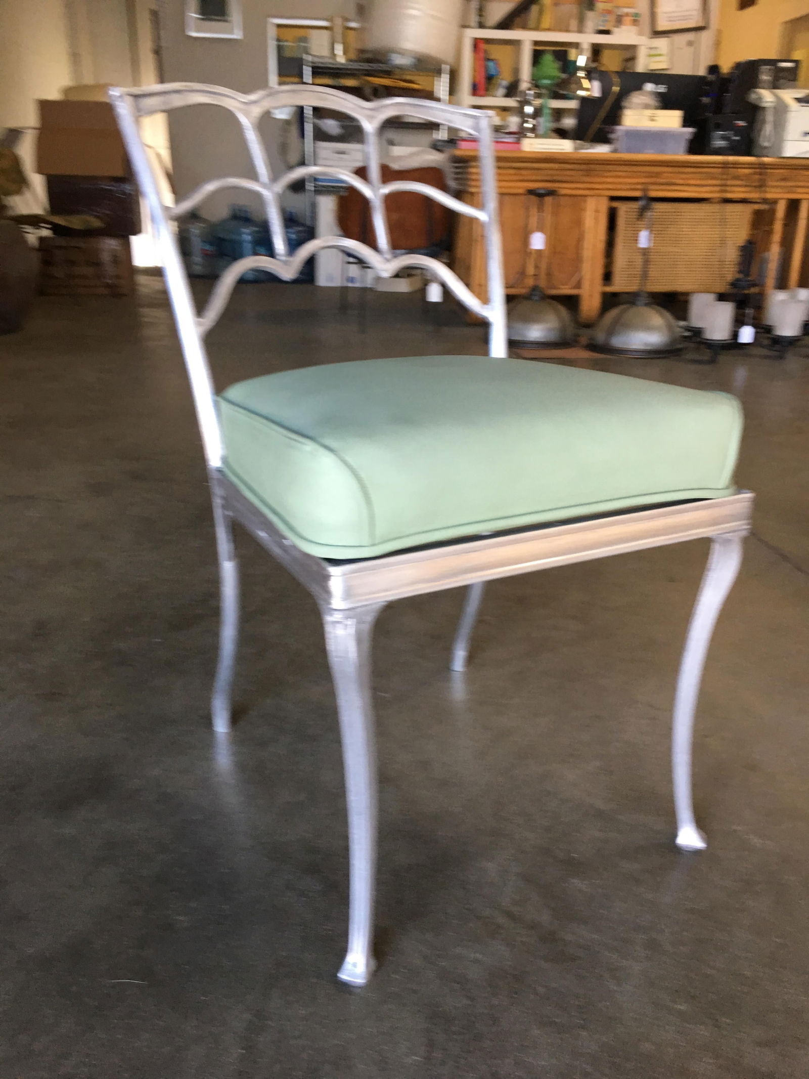 Art Deco Silver Tone Casted Aluminum Spiderweb Side Chair, Pair - 19