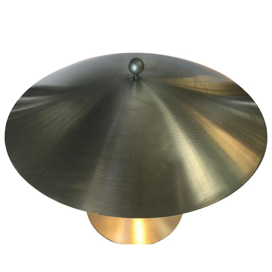 Art Deco Style Machine Age Table Lamp with Large Spun Aluminum Shade - 11