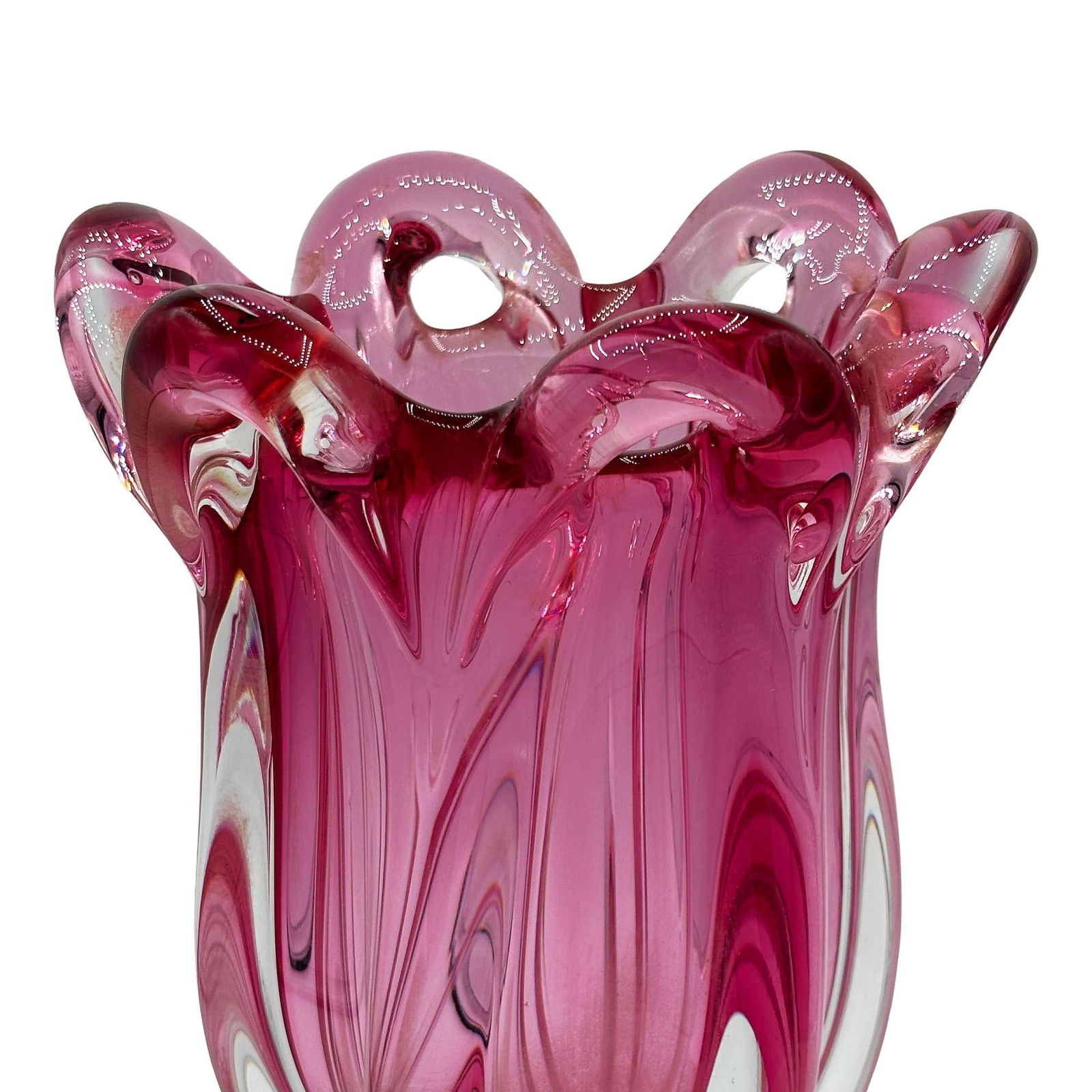 MCM Czech Cranberry Art Glass Vase by Josef Hospodka for Chribska Glassworks - 2