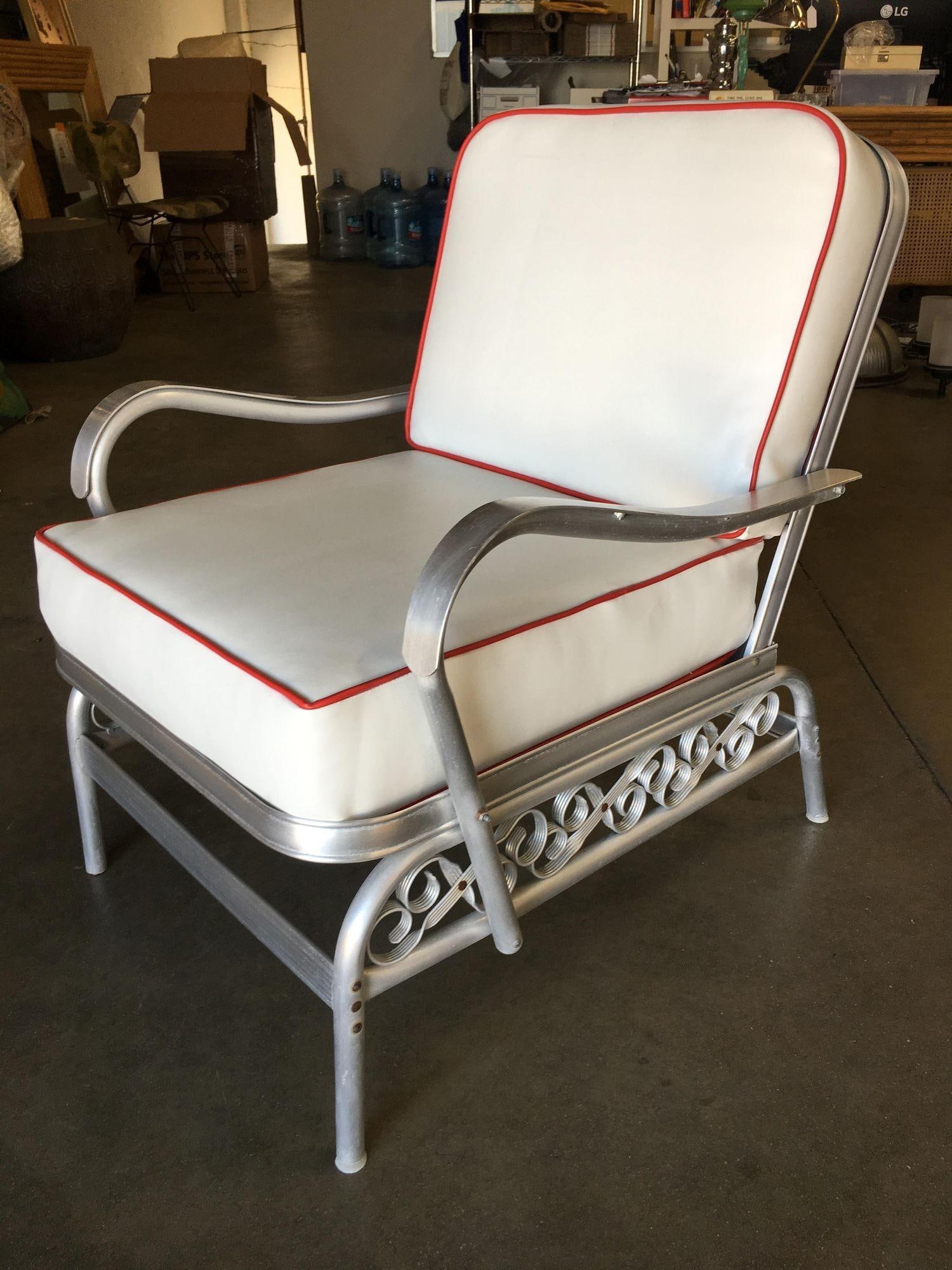 Aluminum Patio / Outdoor Lounge Chair with Scrolling Side, circa 1950 - 5