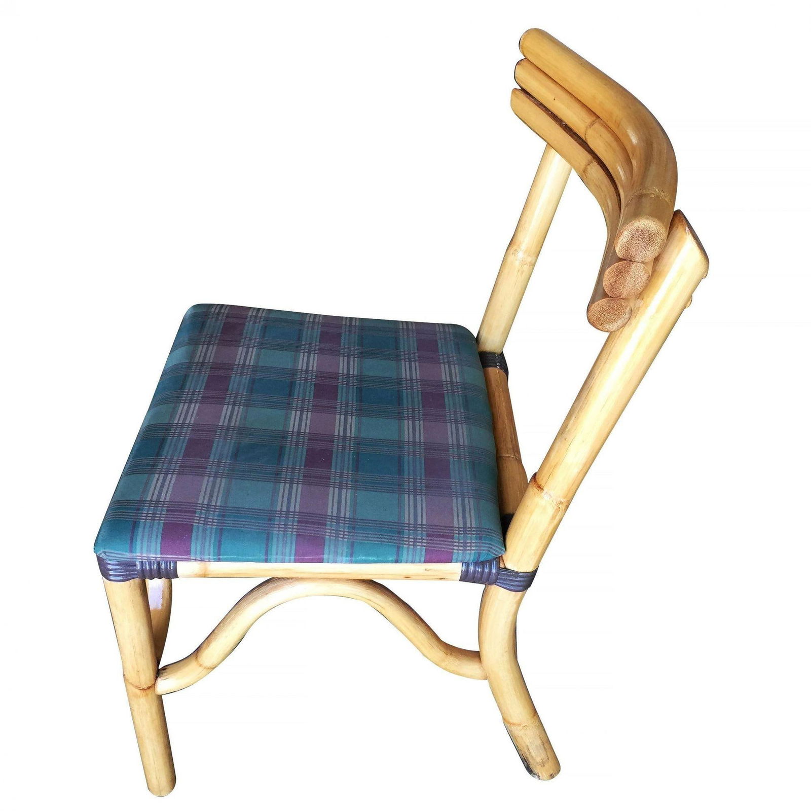 Restored Midcentury Rattan Dining Side Chair with Three-Strand Back, Set of 4 - 4