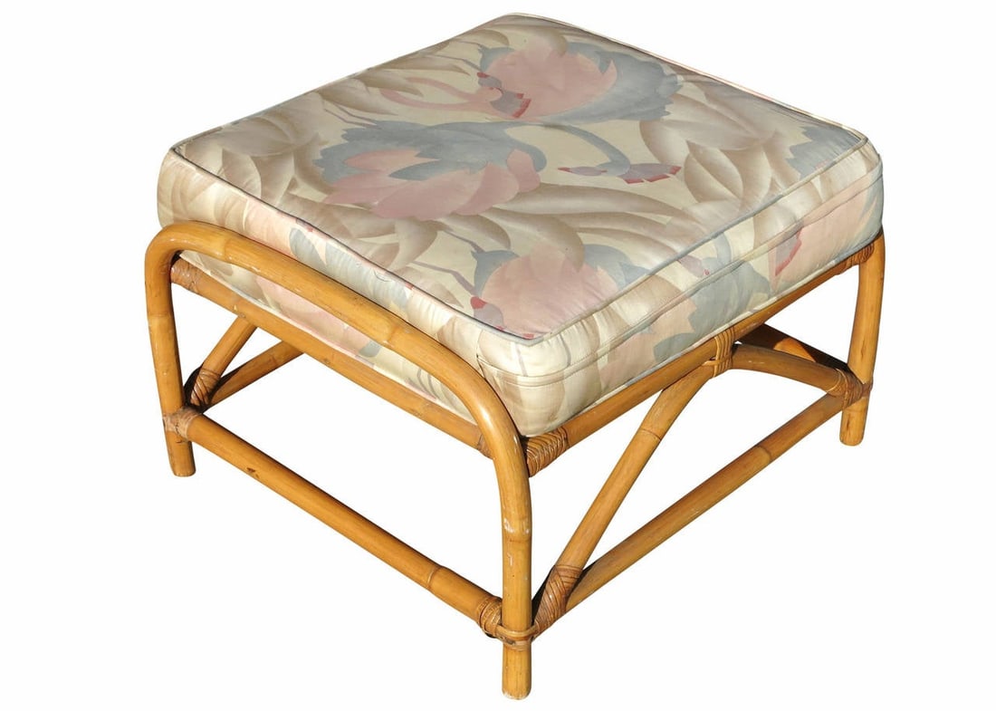 Rare Restored Pretzel Arm Rattan Rocking Chair with Ottoman - 6