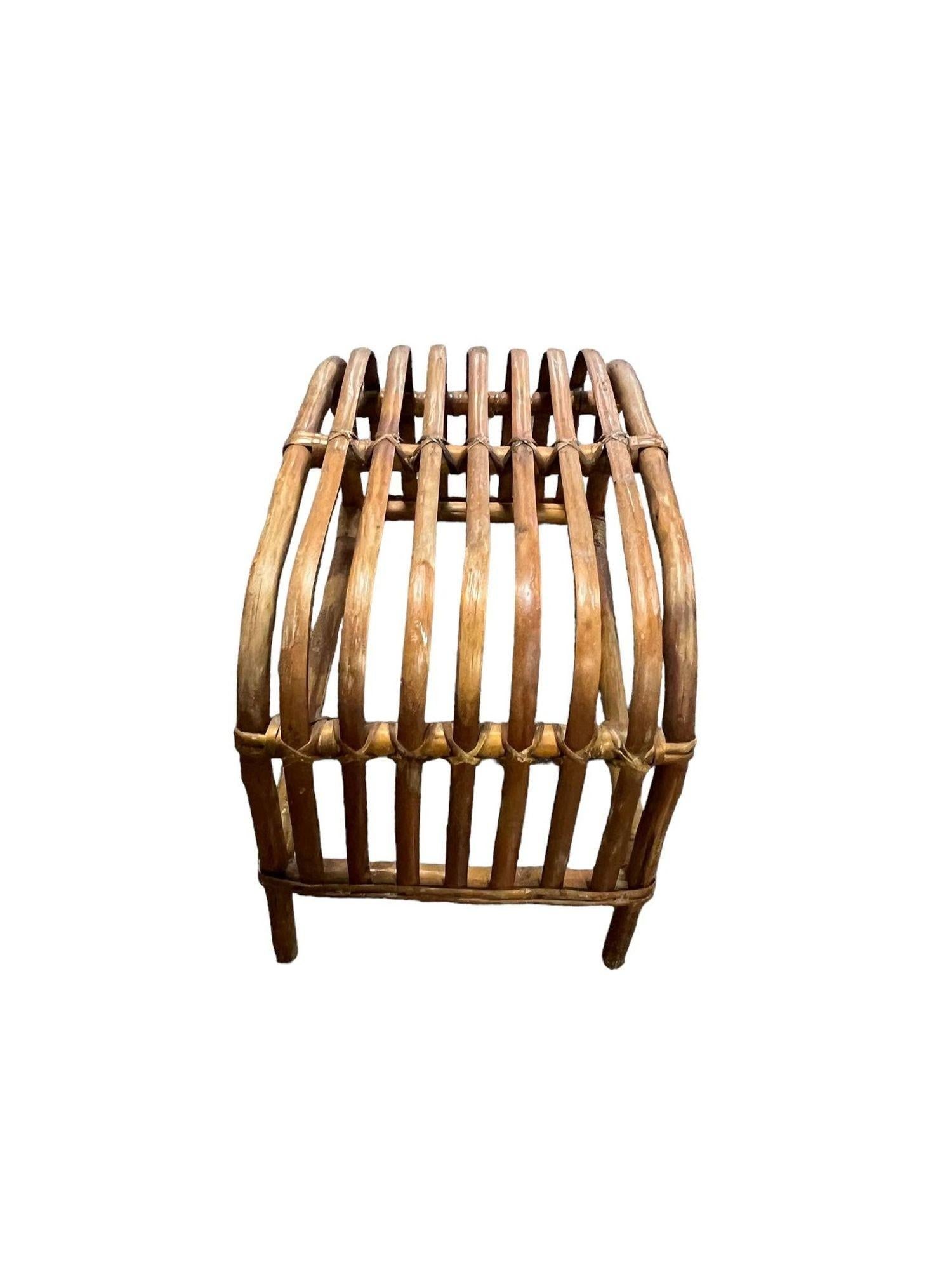 Restored Arch Arm Rattan Loung Chair & Sofa Living Room Set w/ Ottoman - 5