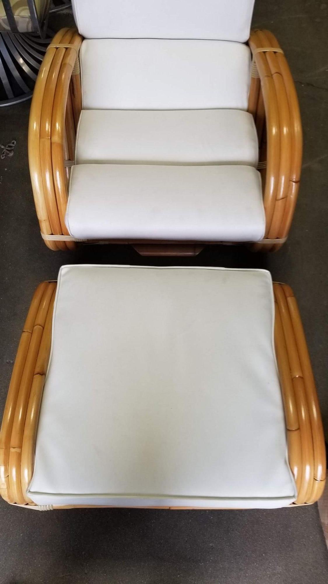 Restored Reverse Pretzel Three Strand Lounge Chair and Matching Ottoman - 2