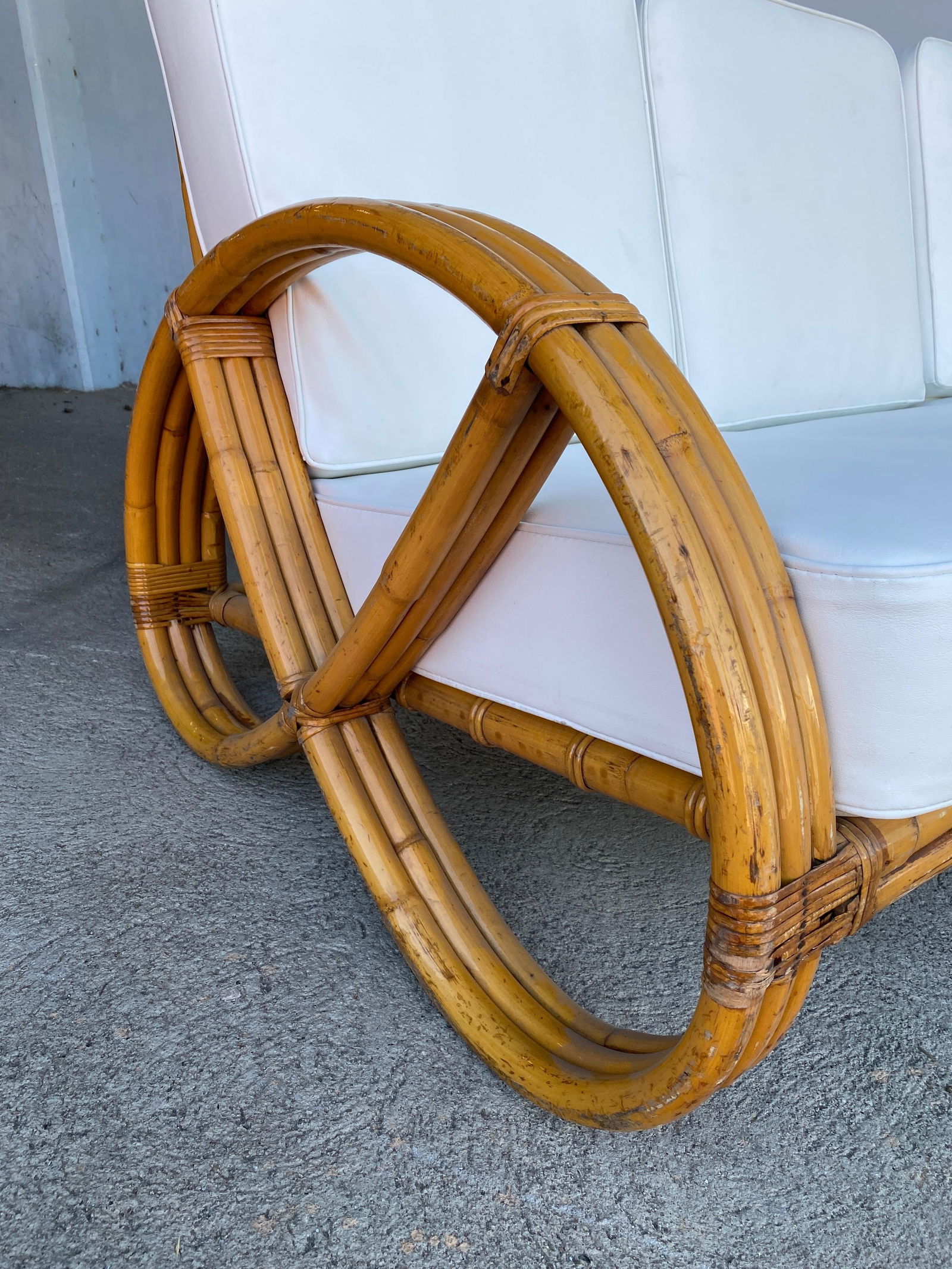 Restored 3/4 Round Pretzel Three-Seat Sofa with Open Base - 20