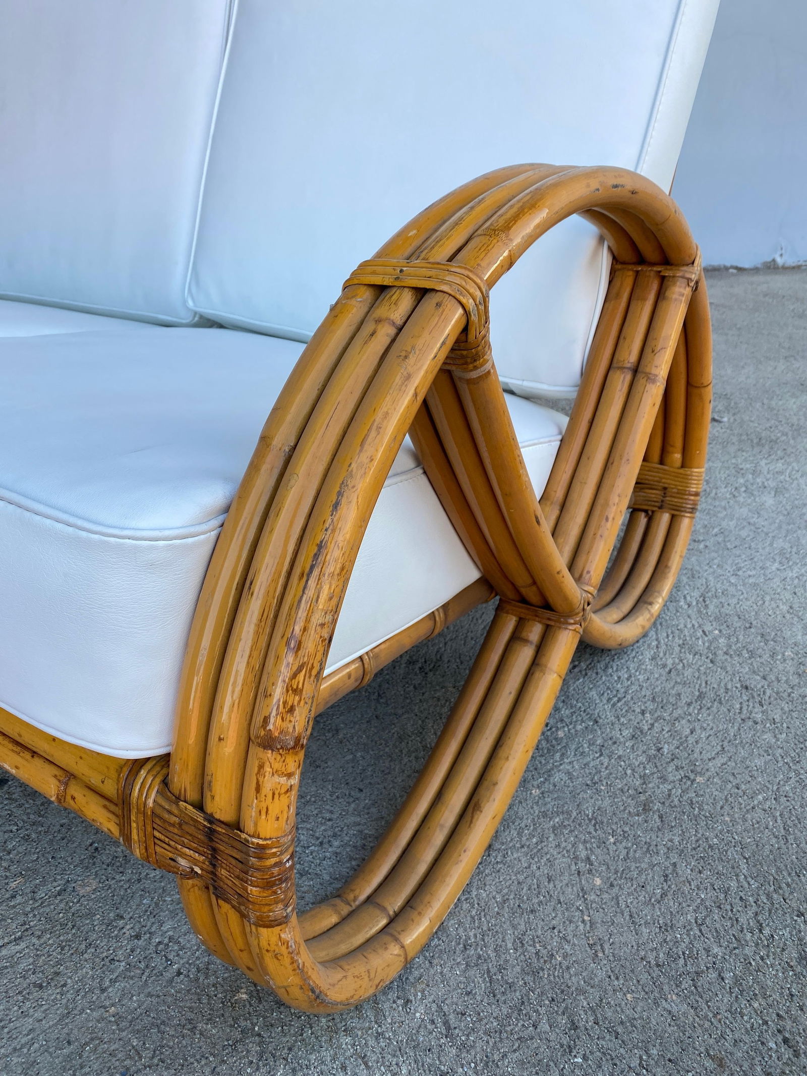 Restored 3/4 Round Pretzel Three-Seat Sofa with Open Base - 2