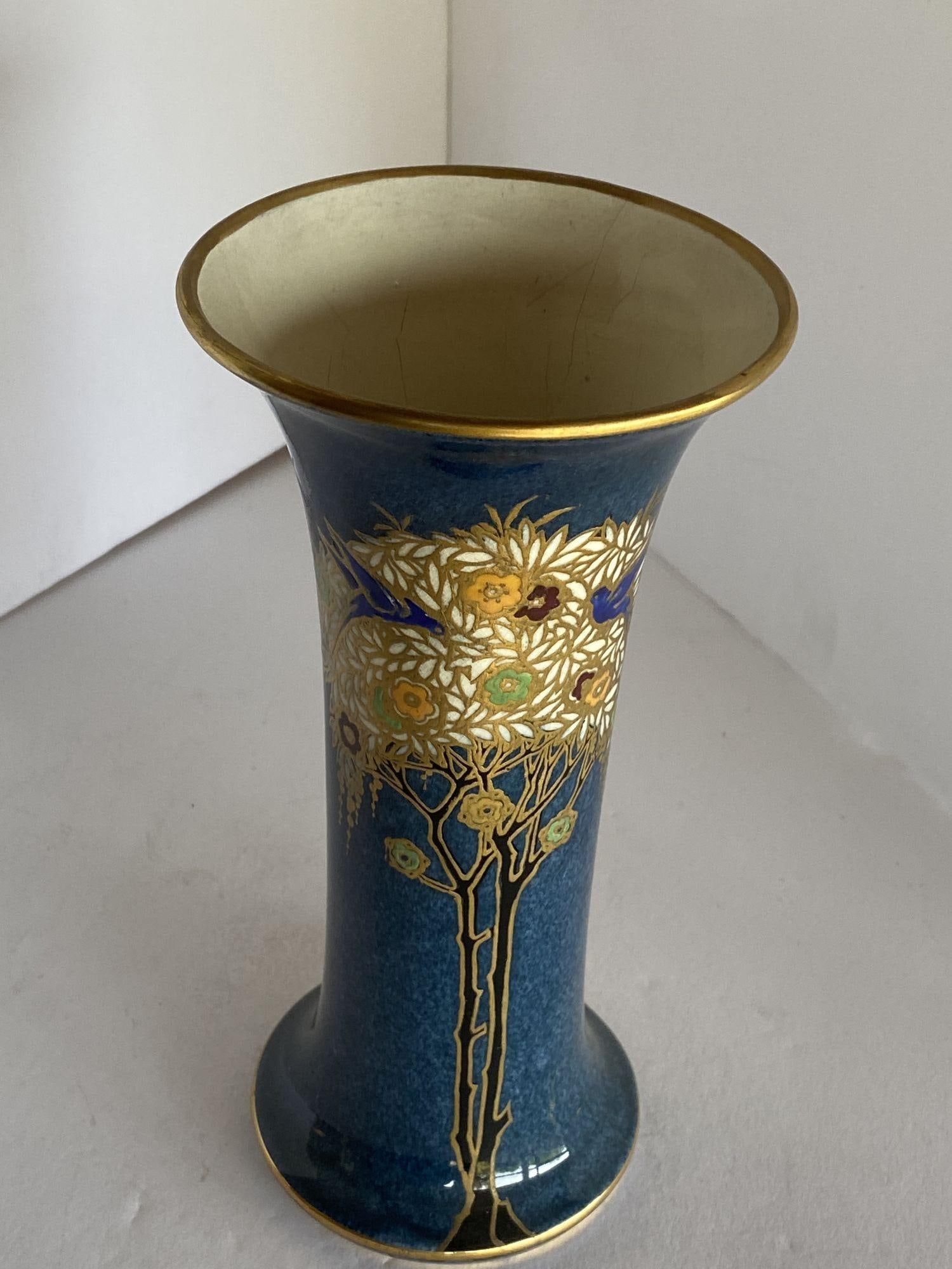 Gold Leaf Art Nouveau Ceramic Spill Vase by Royal Worcester - 12