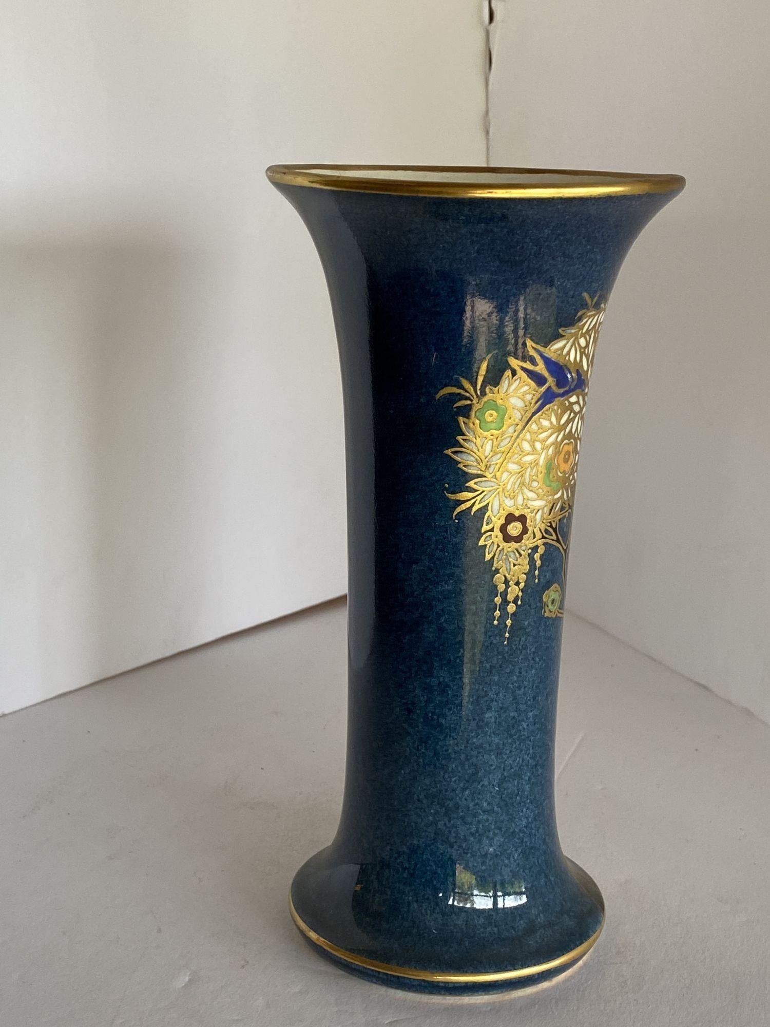 Gold Leaf Art Nouveau Ceramic Spill Vase by Royal Worcester - 2