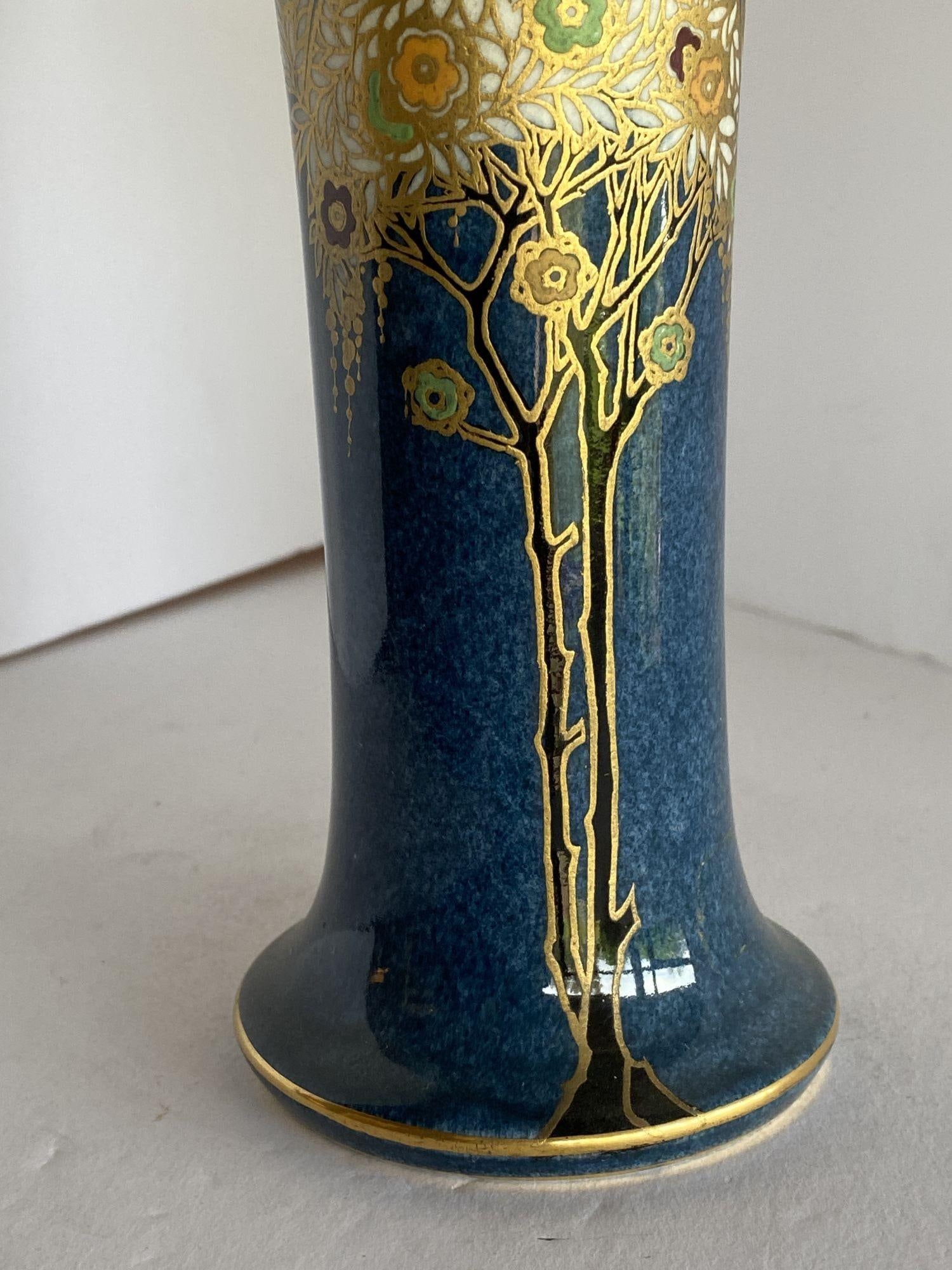 Gold Leaf Art Nouveau Ceramic Spill Vase by Royal Worcester - 5