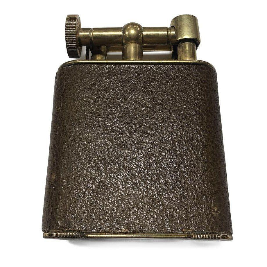 The Classic Lighter Brass& Leather Jumbo Tabletop Lighter - 9