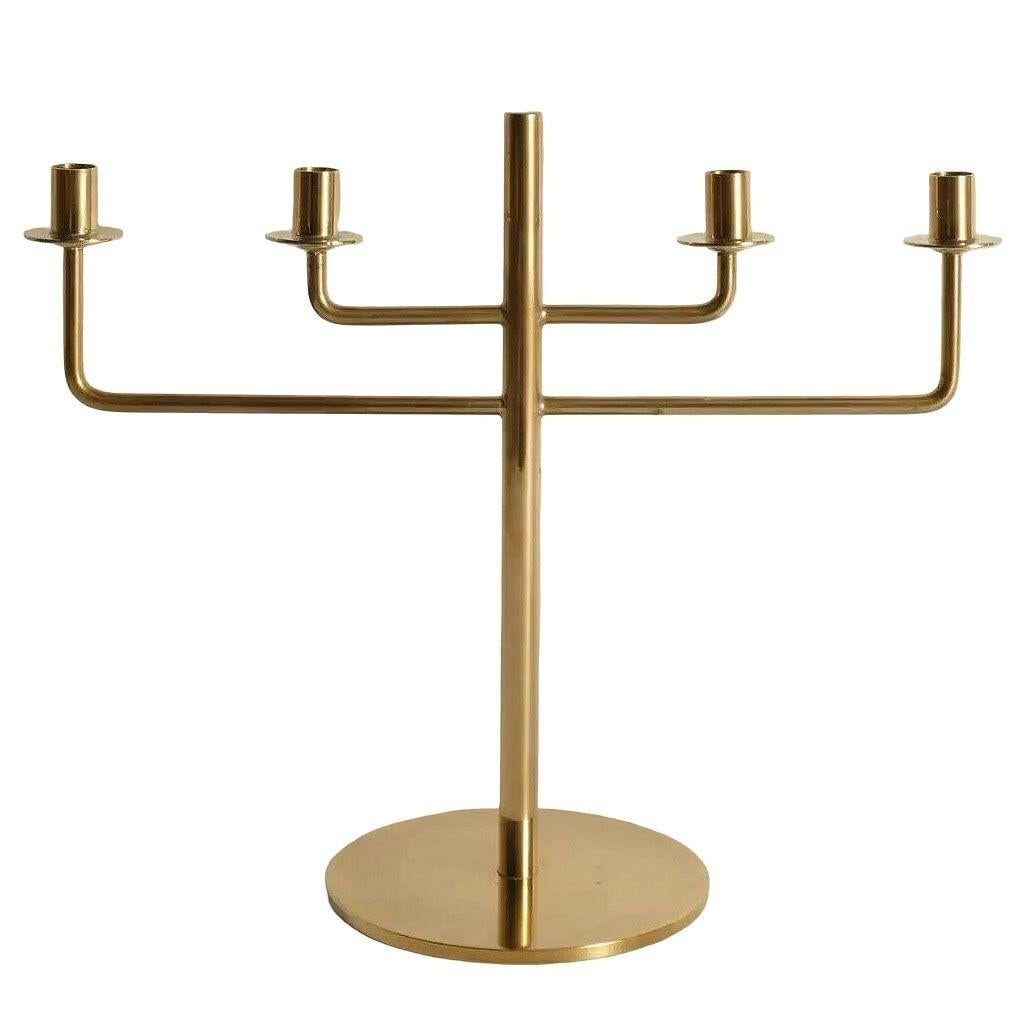 Scandinavian Modern Brass Candle Holder Candelabra by Hans-Agne Jakobsson, Pair - 9