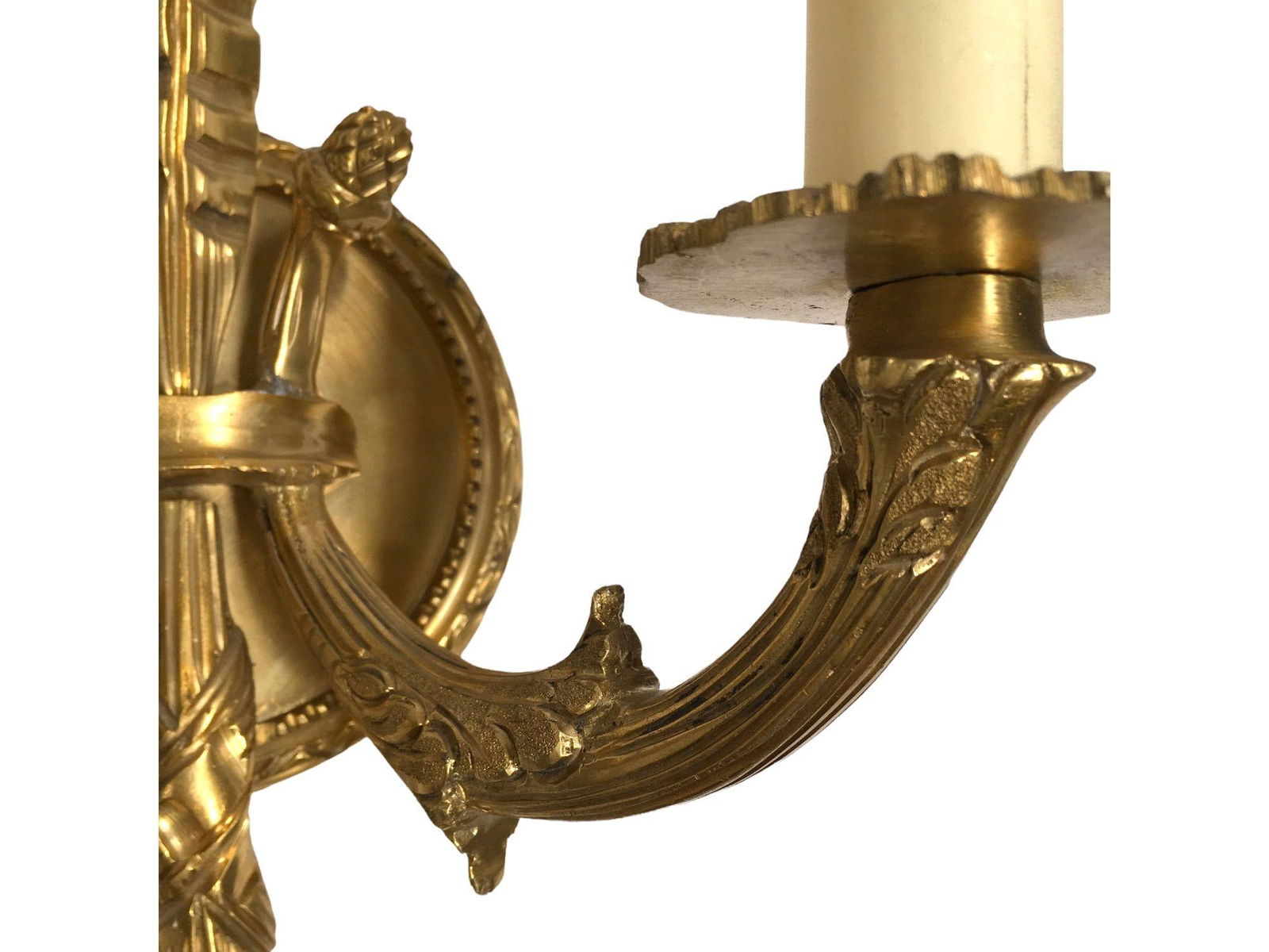 Vintage Pair of Solid Brass Wall-Mount Sconces. - 2