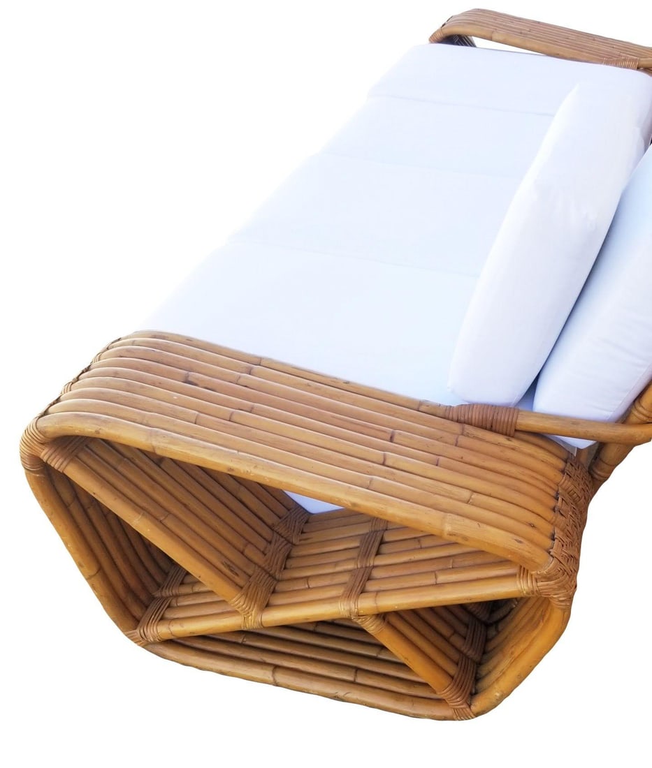 Original Historic Hand Made 9 Strand Square Pretzel Rattan Sofa By Paul T Frankl - 15