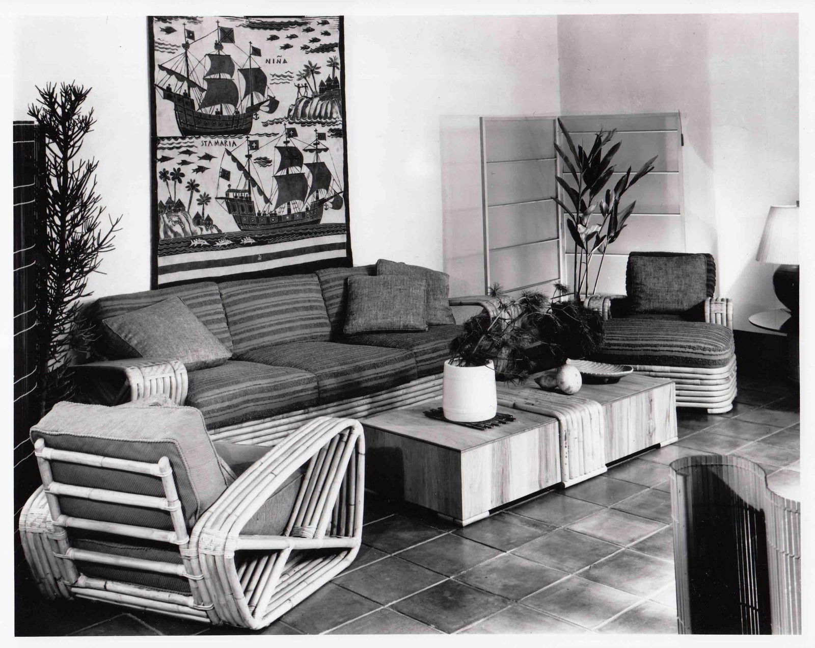 Original Historic Hand Made 9 Strand Square Pretzel Rattan Sofa By Paul T Frankl - 6