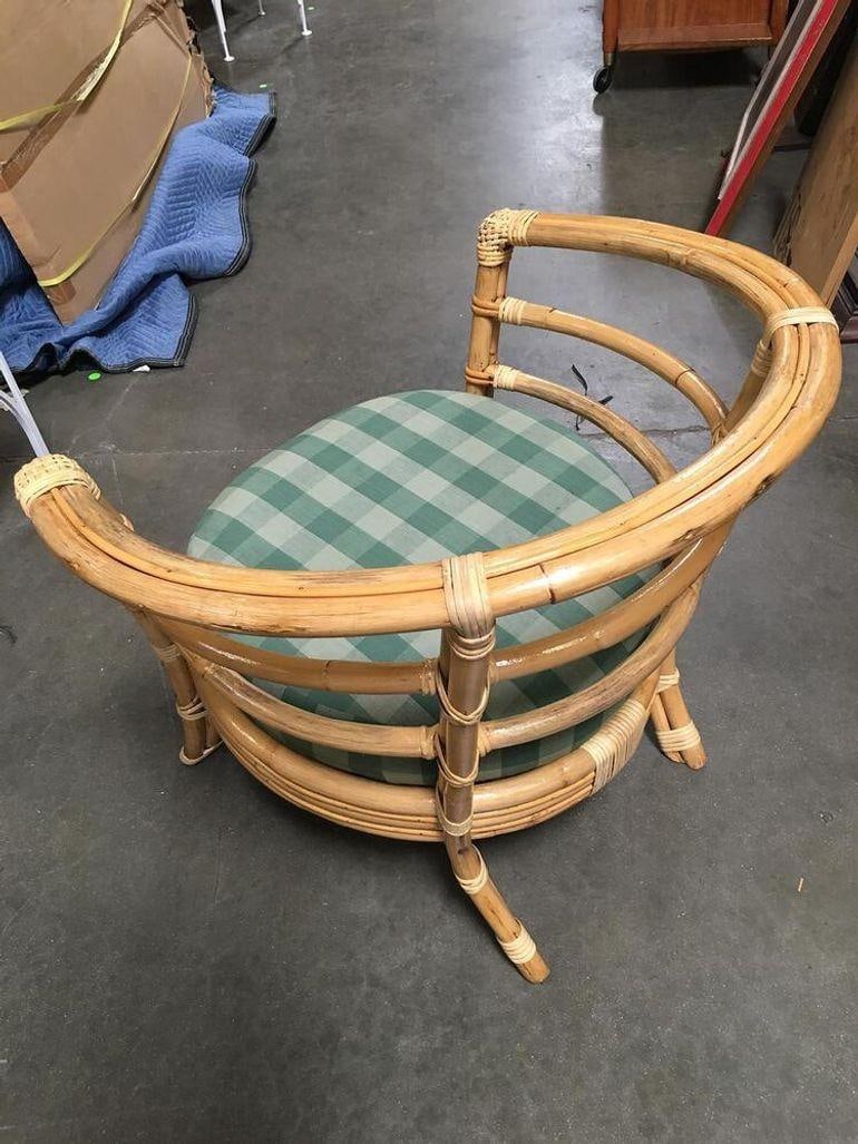 Restored Rattan Barrel Armchair w/ Skeleton Arms, Set of 5 - 11