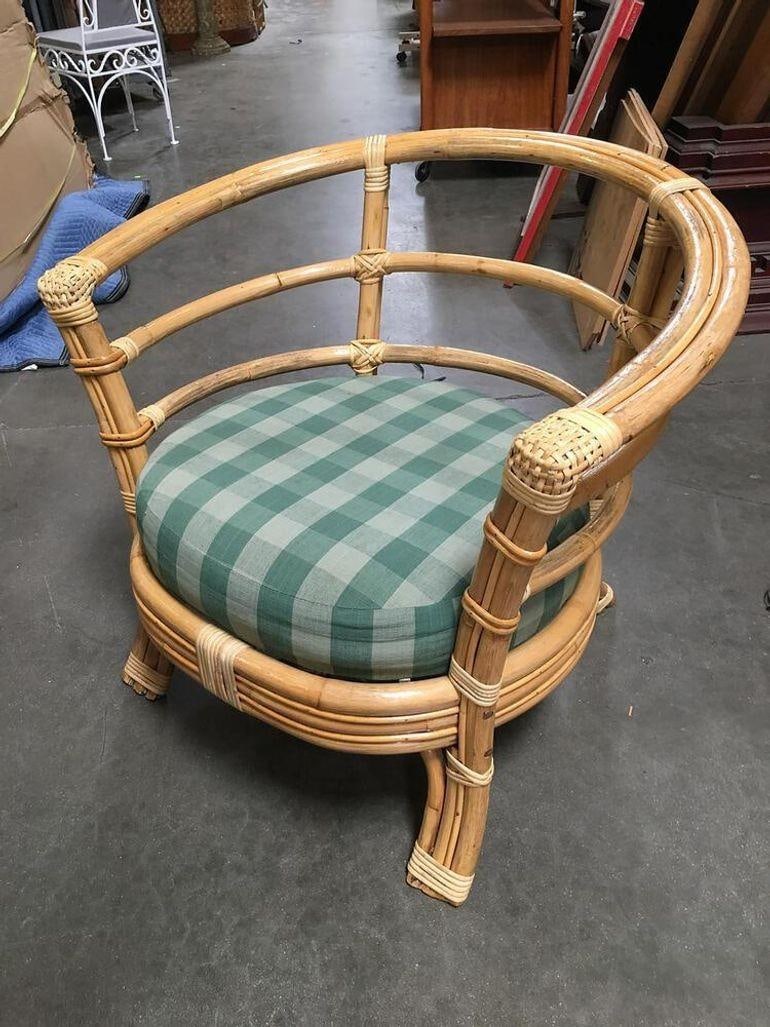 Restored Rattan Barrel Armchair w/ Skeleton Arms, Set of 5 - 3