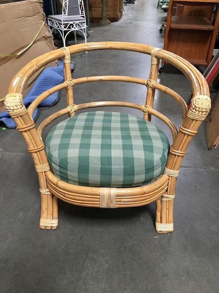 Restored Rattan Barrel Armchair w/ Skeleton Arms, Set of 5 - 9