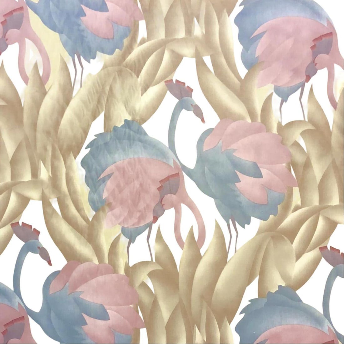 Modern Polished Cotton Fabric With Tropical Flamingo Design, 9 Yards Total - 3