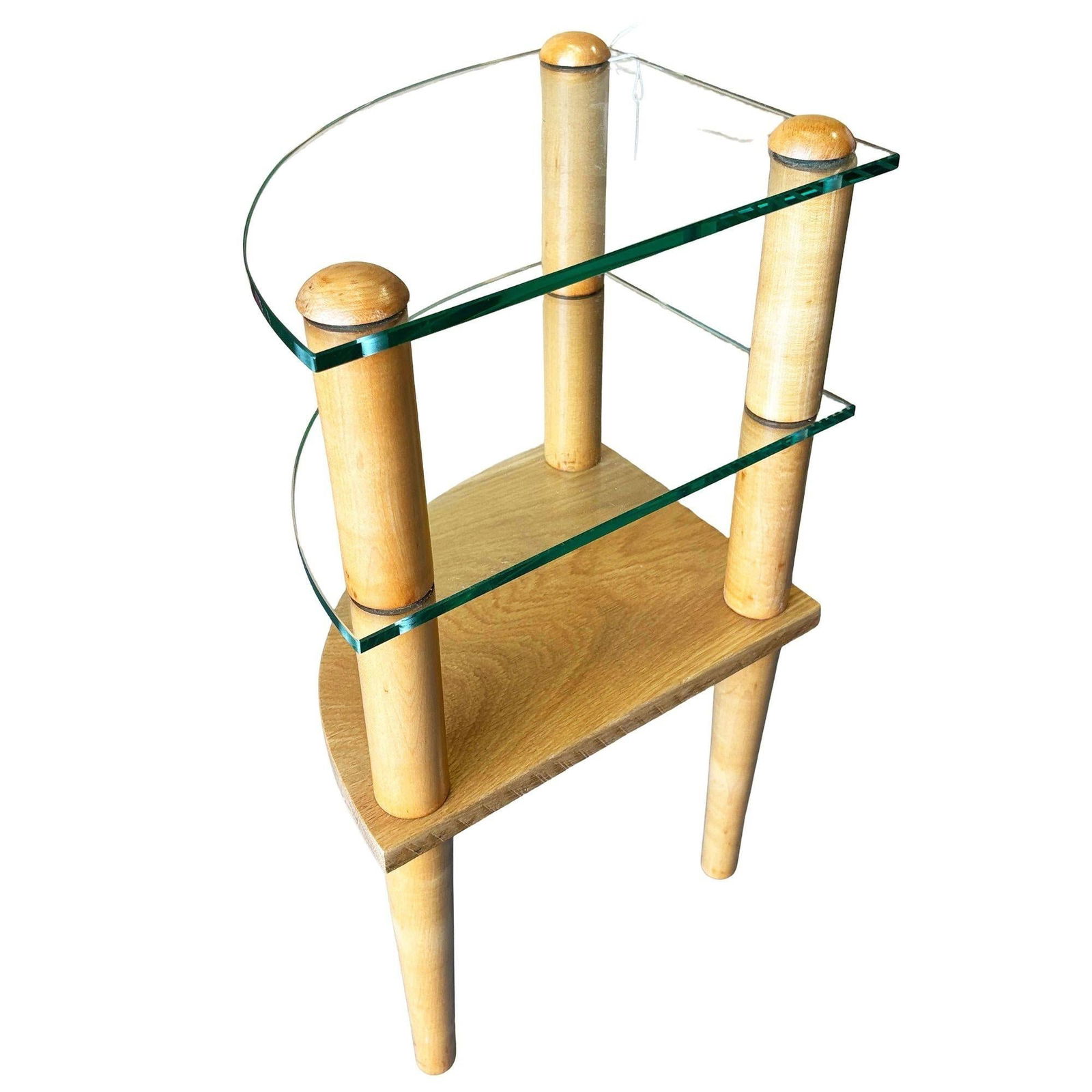 MCM Floating Glass & Walnut 25" Tall Corner Table Attributed to Gilbert Rohde - 10