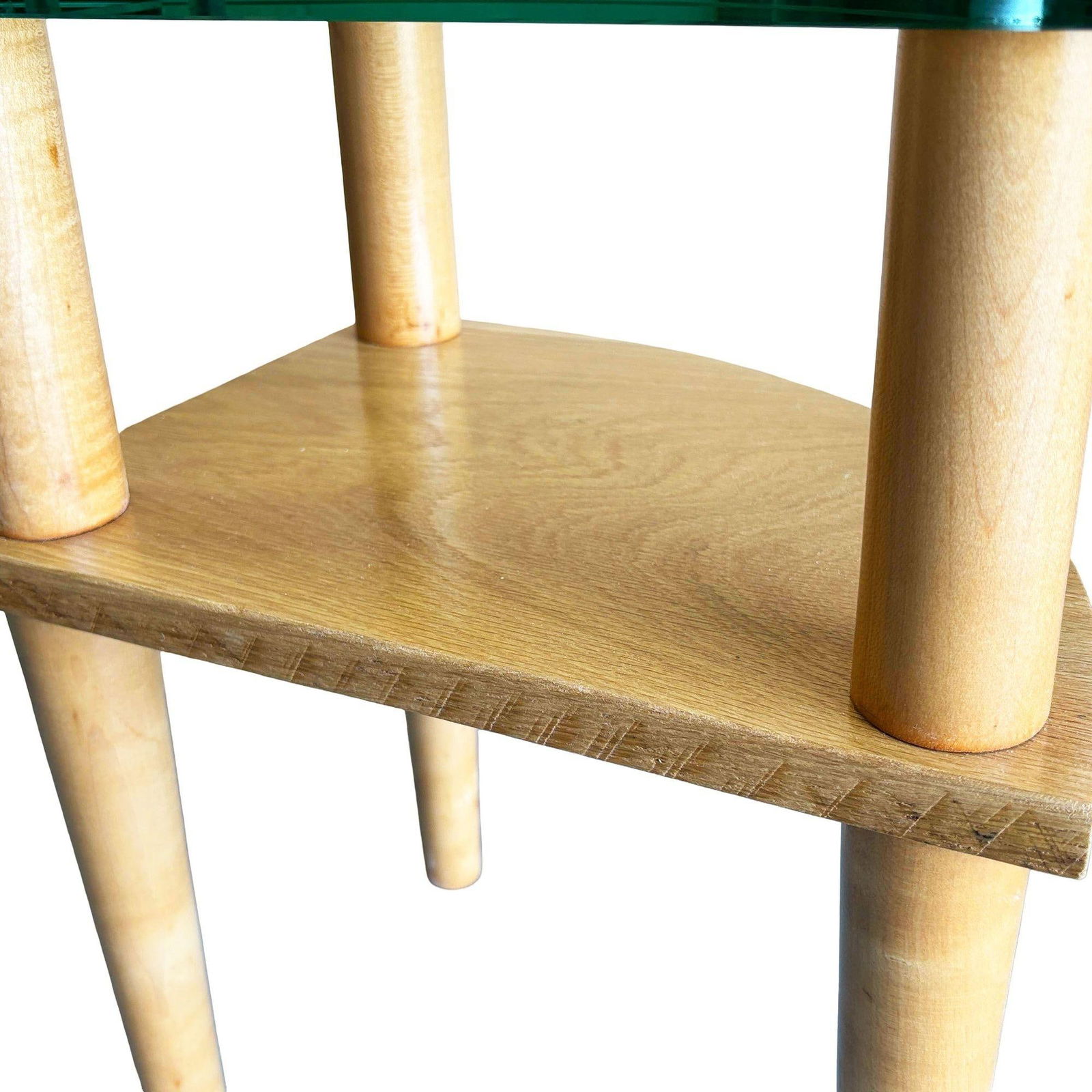 MCM Floating Glass & Walnut 25" Tall Corner Table Attributed to Gilbert Rohde - 18