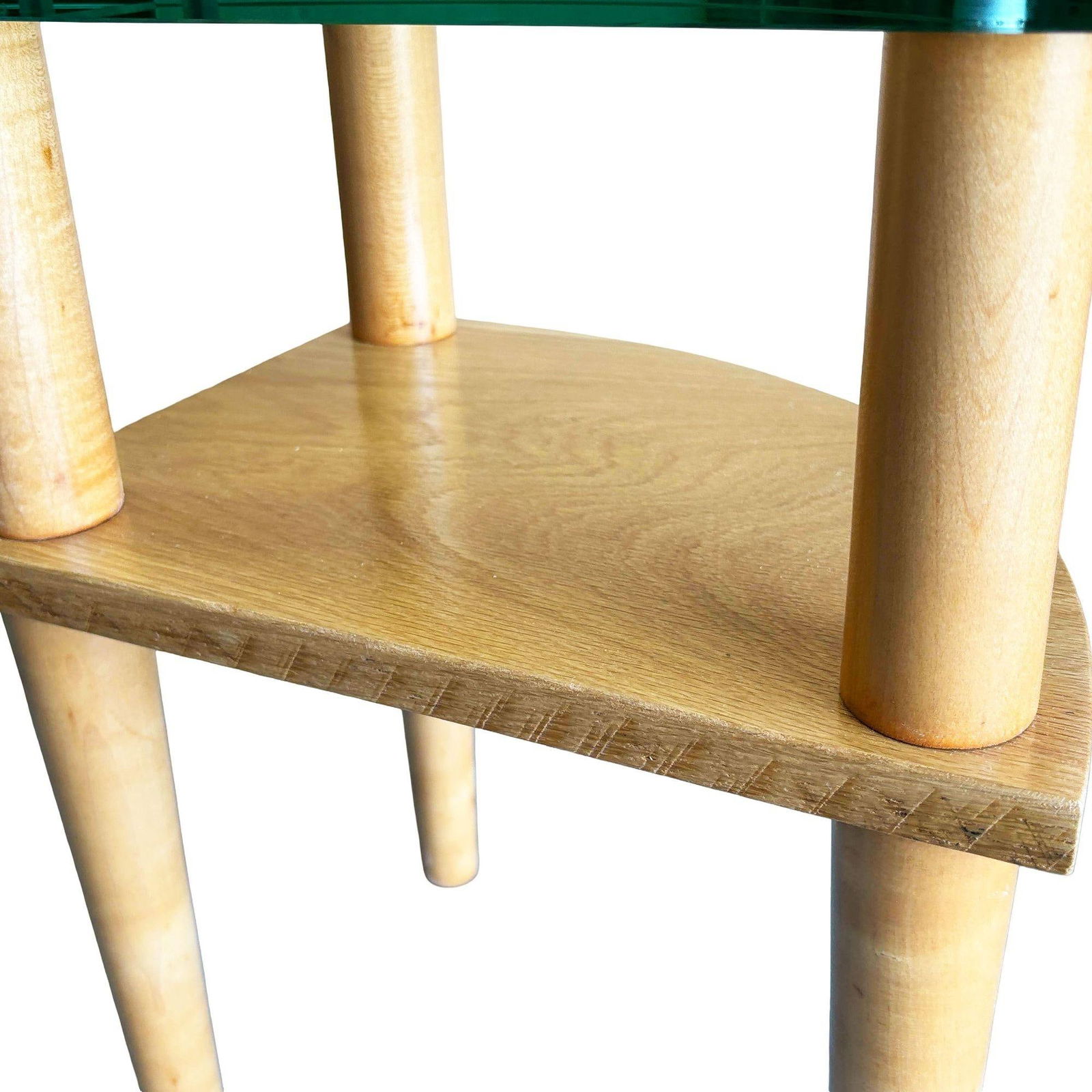 MCM Floating Glass & Walnut 25" Tall Corner Table Attributed to Gilbert Rohde - 5