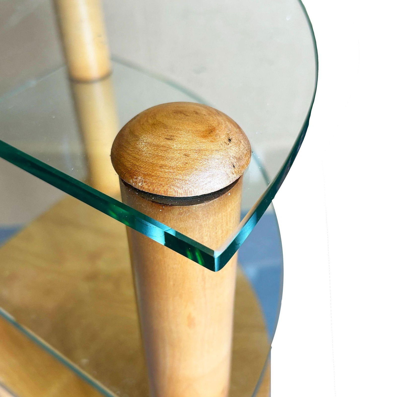 MCM Floating Glass & Walnut 25" Tall Corner Table Attributed to Gilbert Rohde - 6