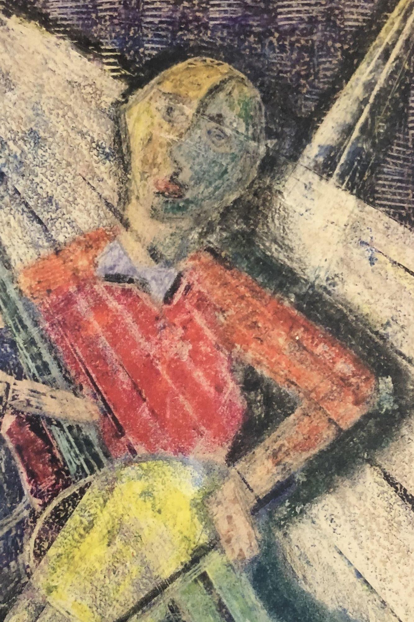 Vintage Wood Framed Pastel Print by Artist Bala - 4